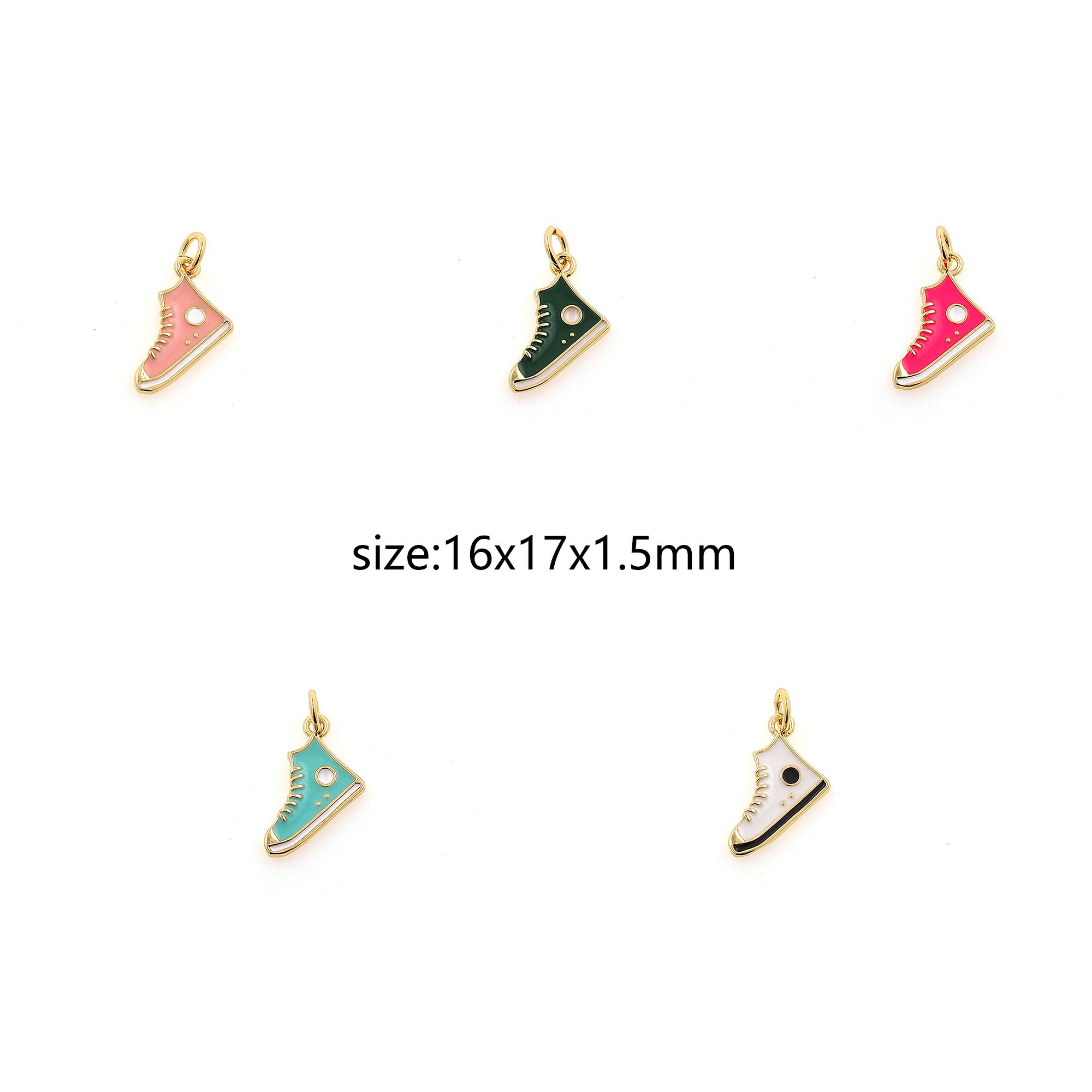 Enamel Shoe Pendant,18K Gold Filled Sneaker Charm Earrings Necklace for DIY Jewelry Making Supply