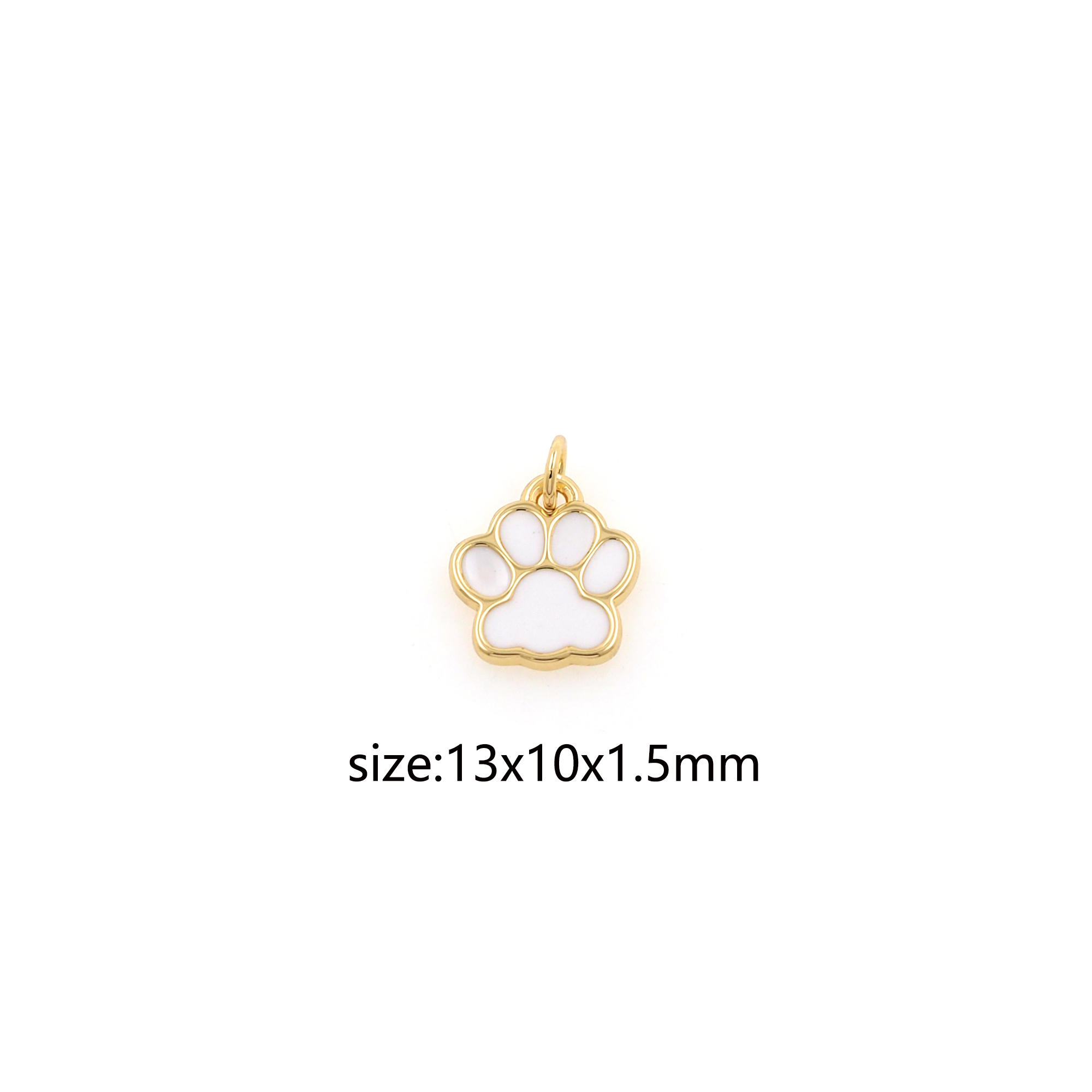 18K Gold Filled Paw Pendant,Enamel Paw Charm Earrings Necklace for DIY Jewelry Making Supply