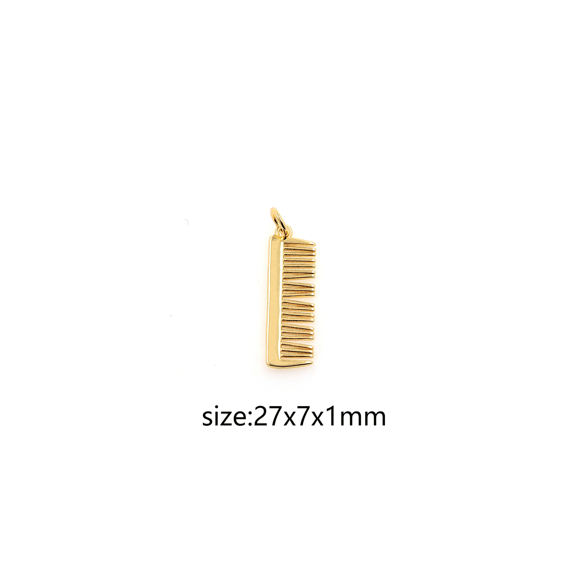 18K Gold Filled Comb Pendant,Hairstylist Charm,Comb Earrings Necklace for DIY Jewelry Making Supply