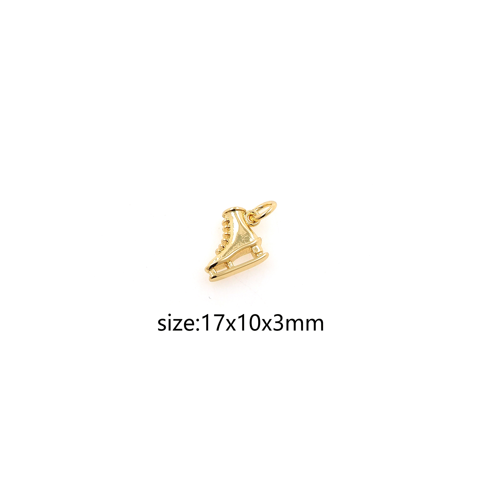 18K Gold Filled Skates Pendant,Skates Charm Earrings Necklace for DIY Jewelry Making Supply