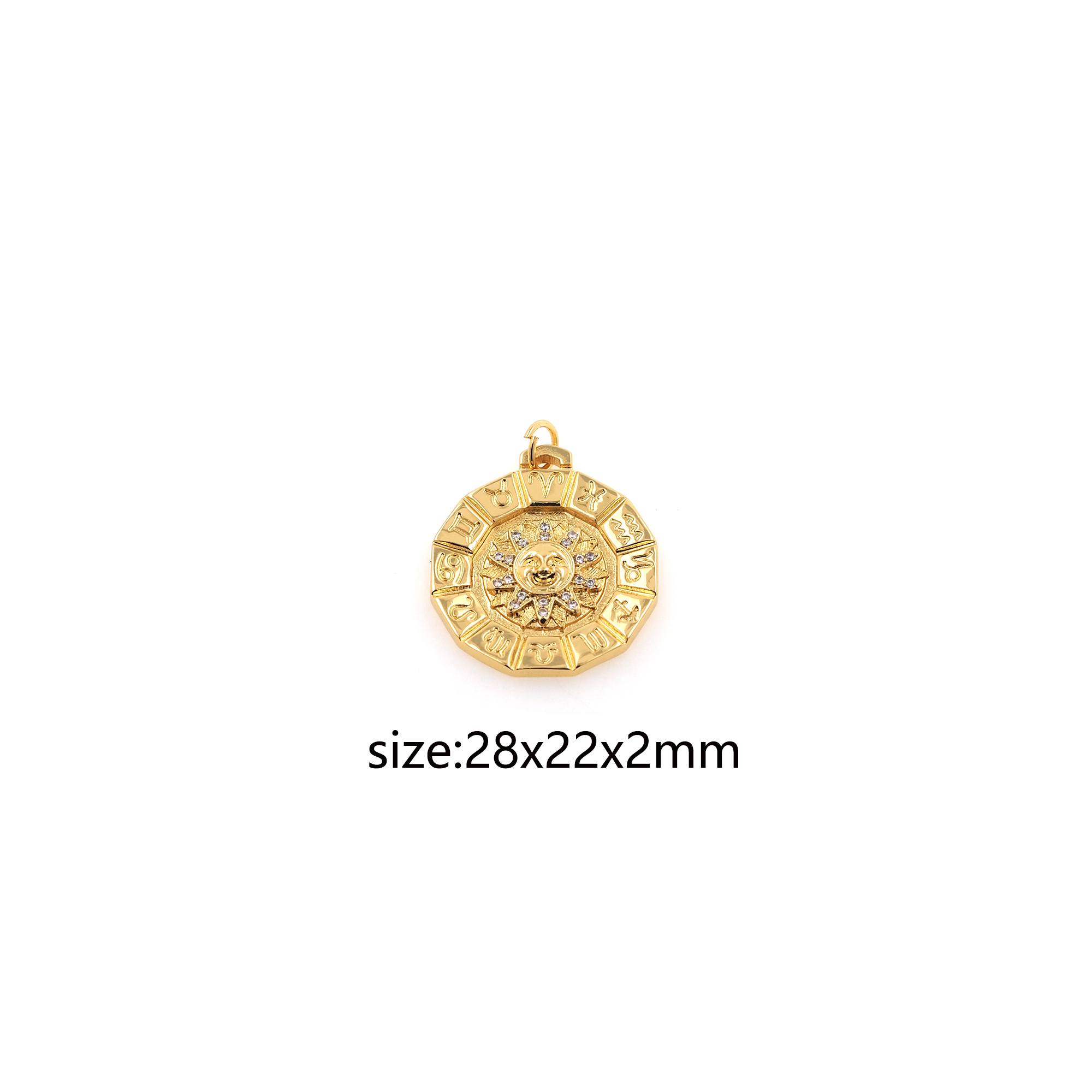 18K Gold Filled Zodiac Pendant,Astrology Charm,CZ Micro Pave Constellation Earrings Necklace for DIY Jewelry Making Supply