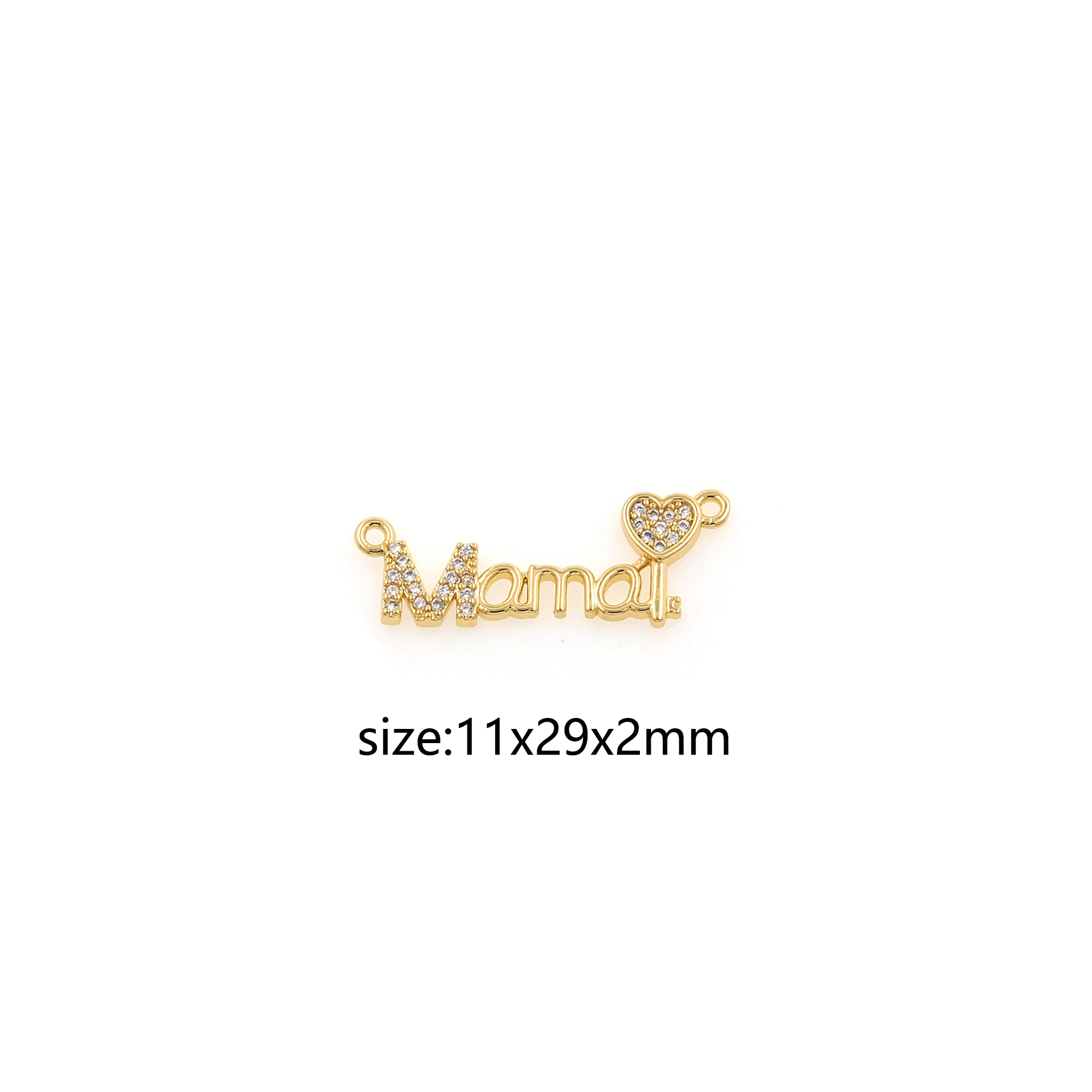 18K Gold Filled Mama Pendant,CZ Micro Pave Mama Charm Earrings Necklace for DIY Jewelry Making Supply