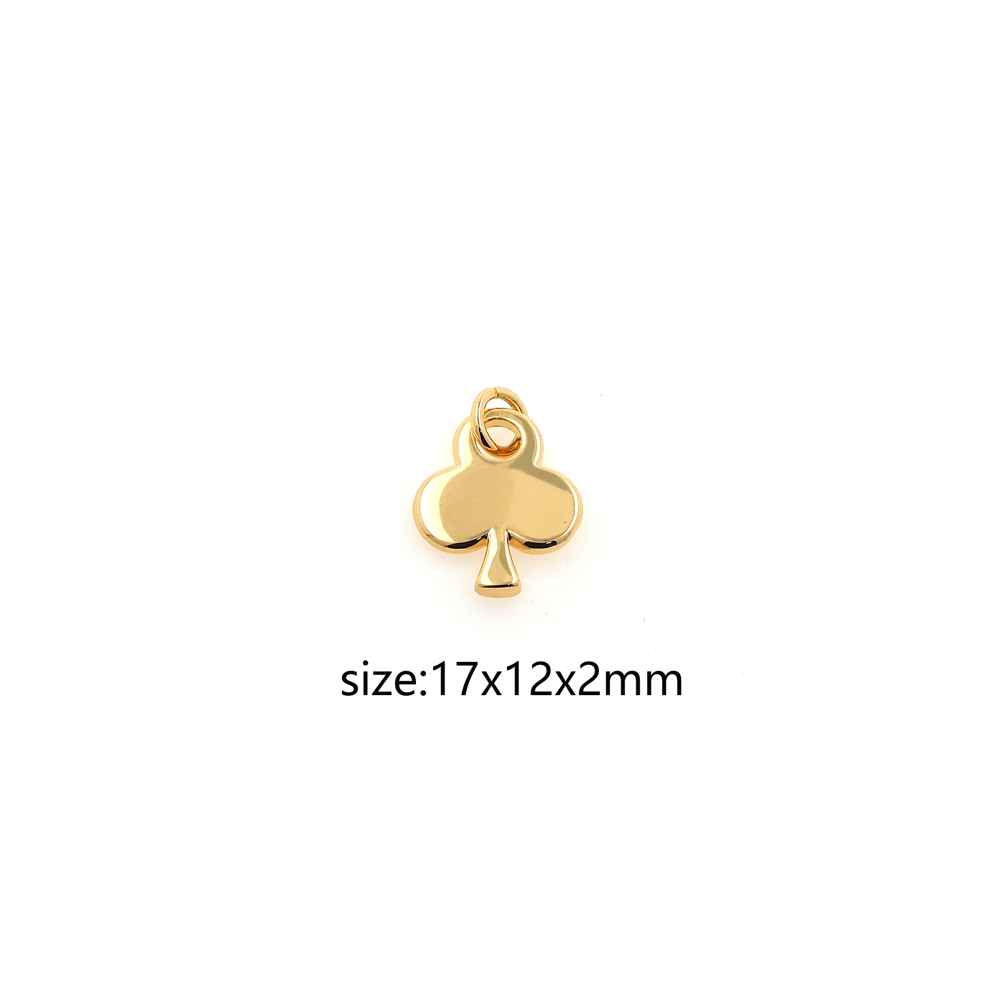 18K Gold Filled Club Pendant,Poker Charm,Dainty Club Earrings Necklace for DIY Jewelry Making Supply