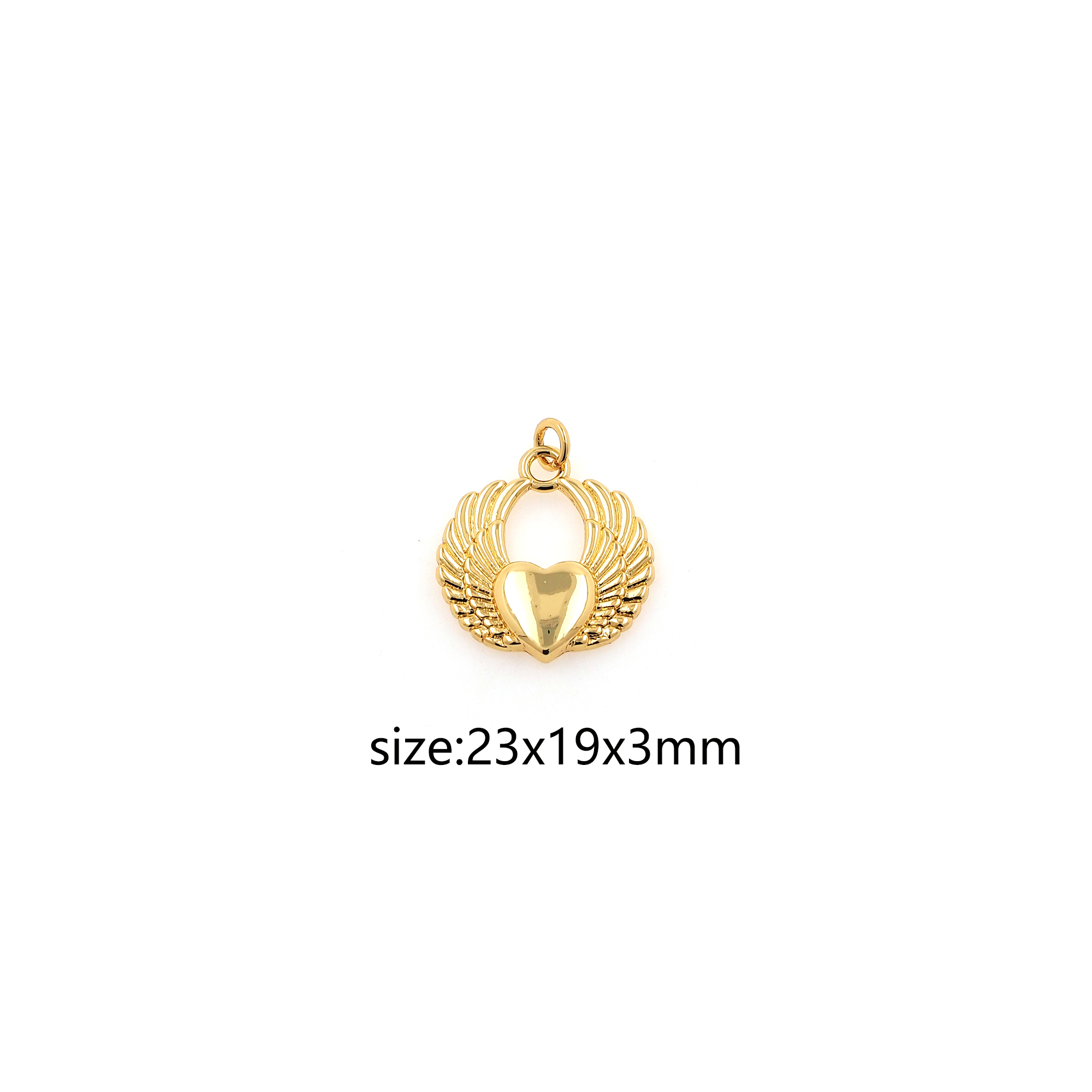 18K Gold Filled Heart Wing Pendant,Dainty Heart Charm Earrings Necklace for DIY Jewelry Making Supply