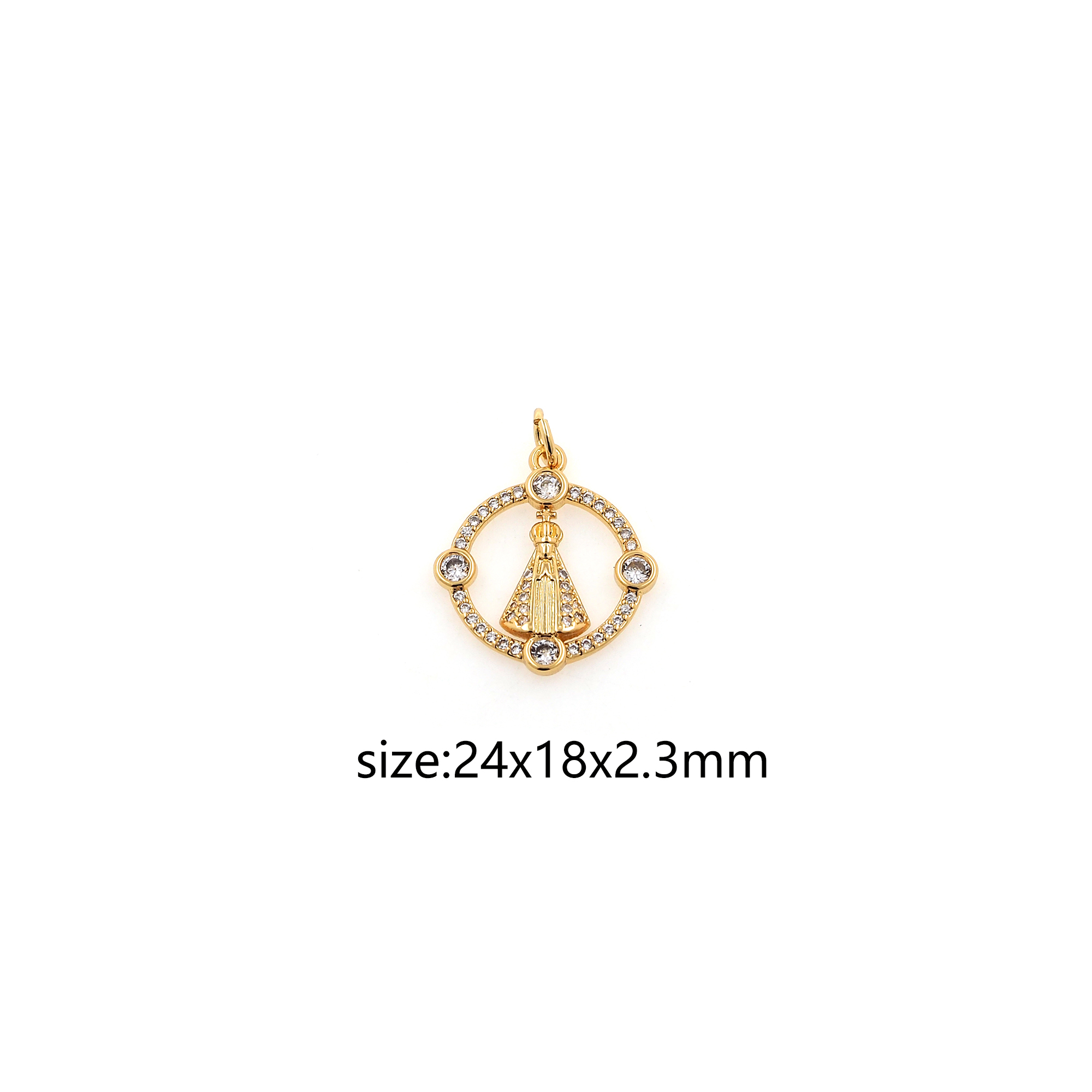 18K Gold Filled Virgin Mary Pendant,CZ Micro Pave Virgin Mary Charm Earrings Necklace for DIY Jewelry Making Supply