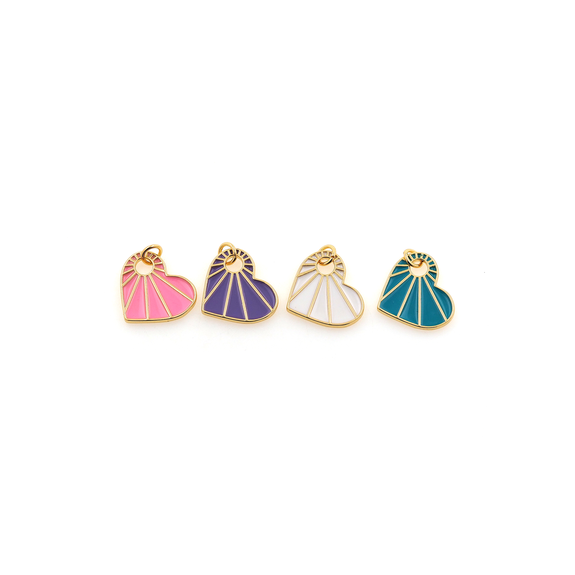 18K Gold Filled Heart Pendant,Love Charm,Enamel Heart Earrings Necklace for DIY Jewelry Making Supply
