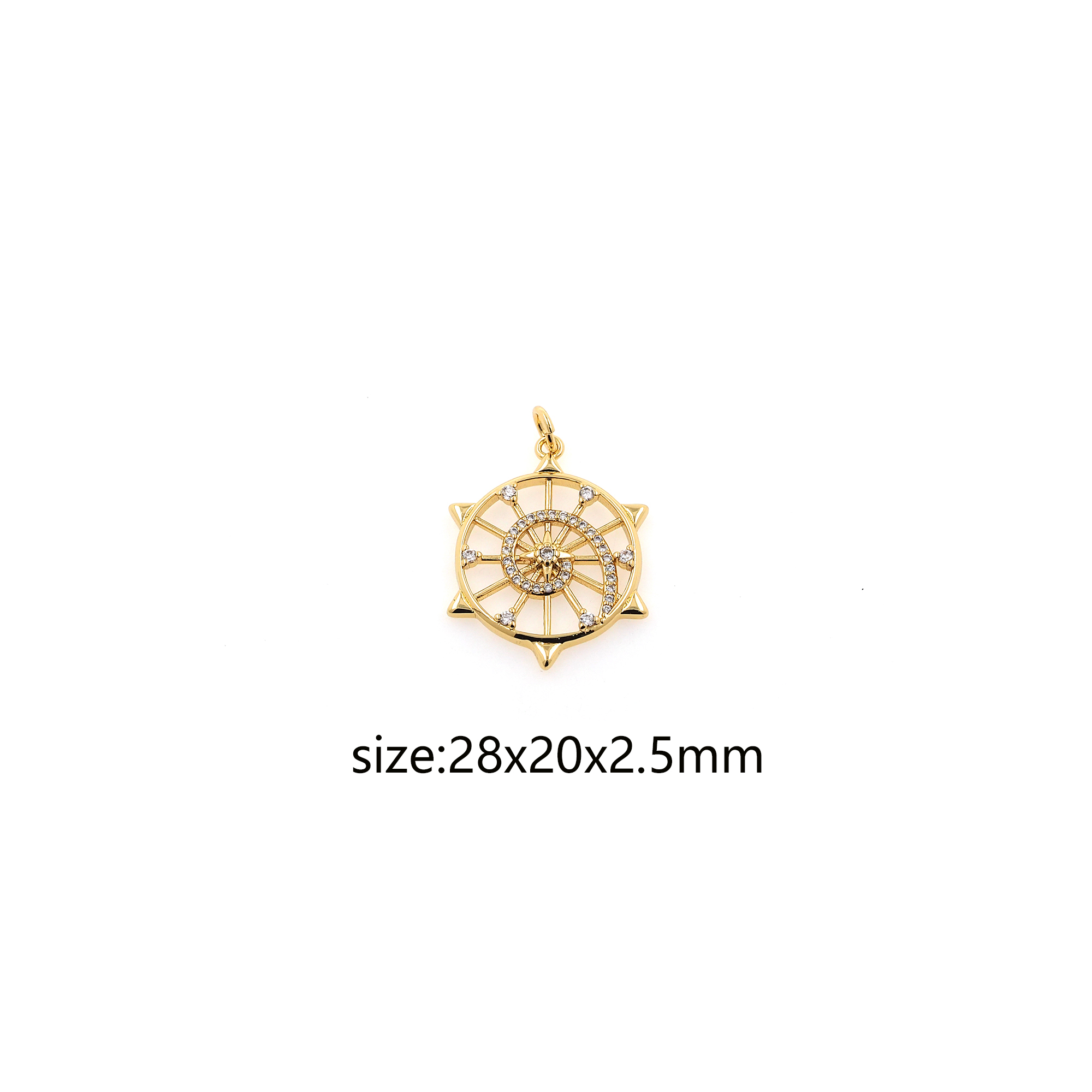 18K Gold Filled Spiral Pendant,CZ Micro Pave Spiral Earrings Necklace for DIY Jewelry Making Supply