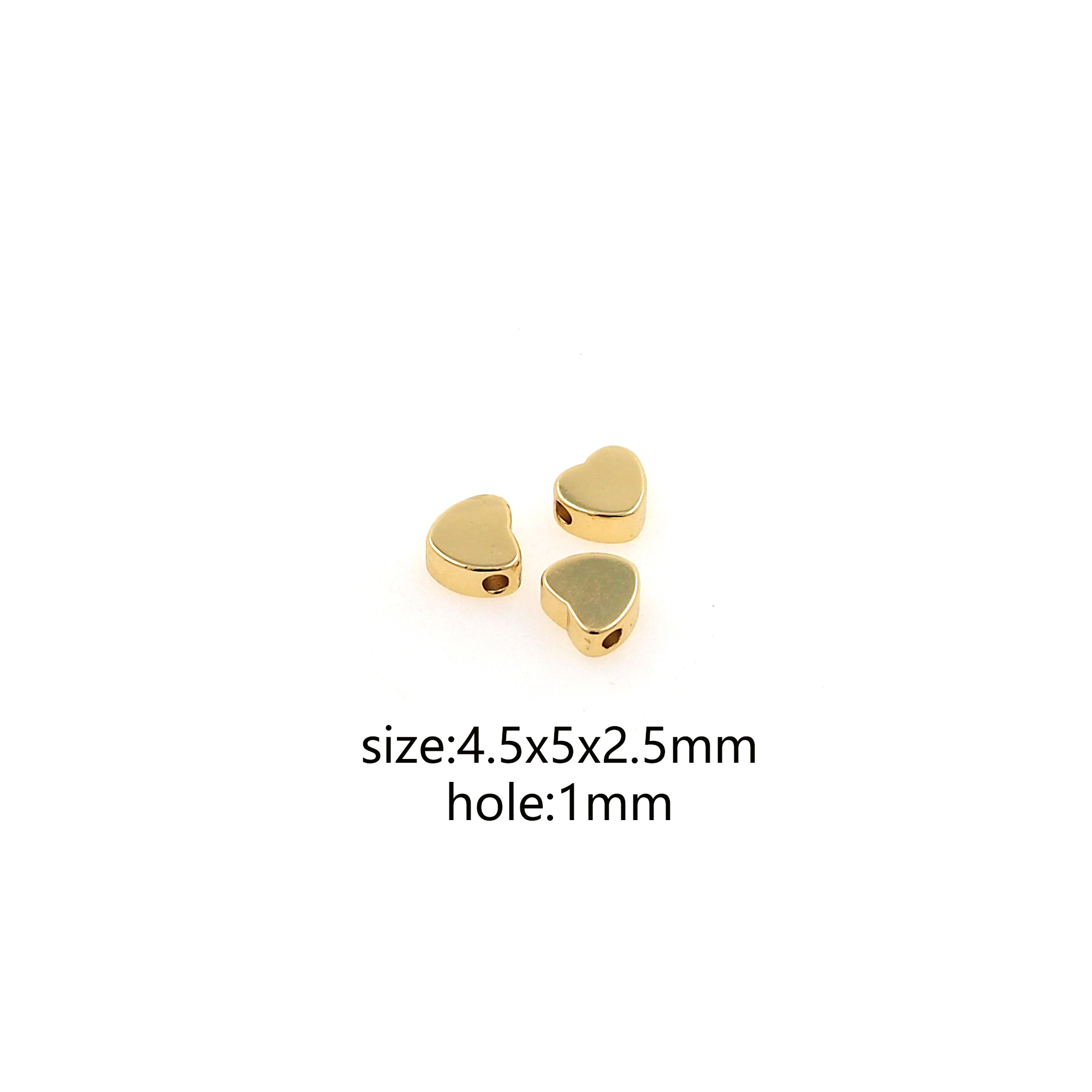 18K Gold Filled Heart Spacer Beads,Heart Bead for Bracelet Jewelry Necklace Making Supply