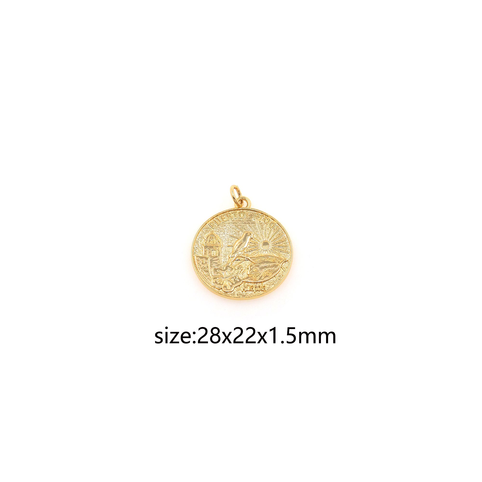 18K Gold Filled Round Pendant,Dainty Round Charm Earrings Necklace for DIY Jewelry Making Supply