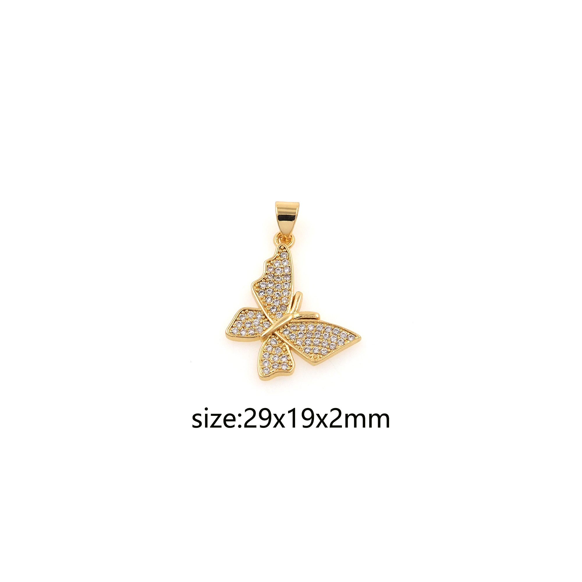 18K Gold Filled Butterfly Pendant,CZ Micro Pave Butterfly Charm Earrings Necklace for DIY Jewelry Making Supply
