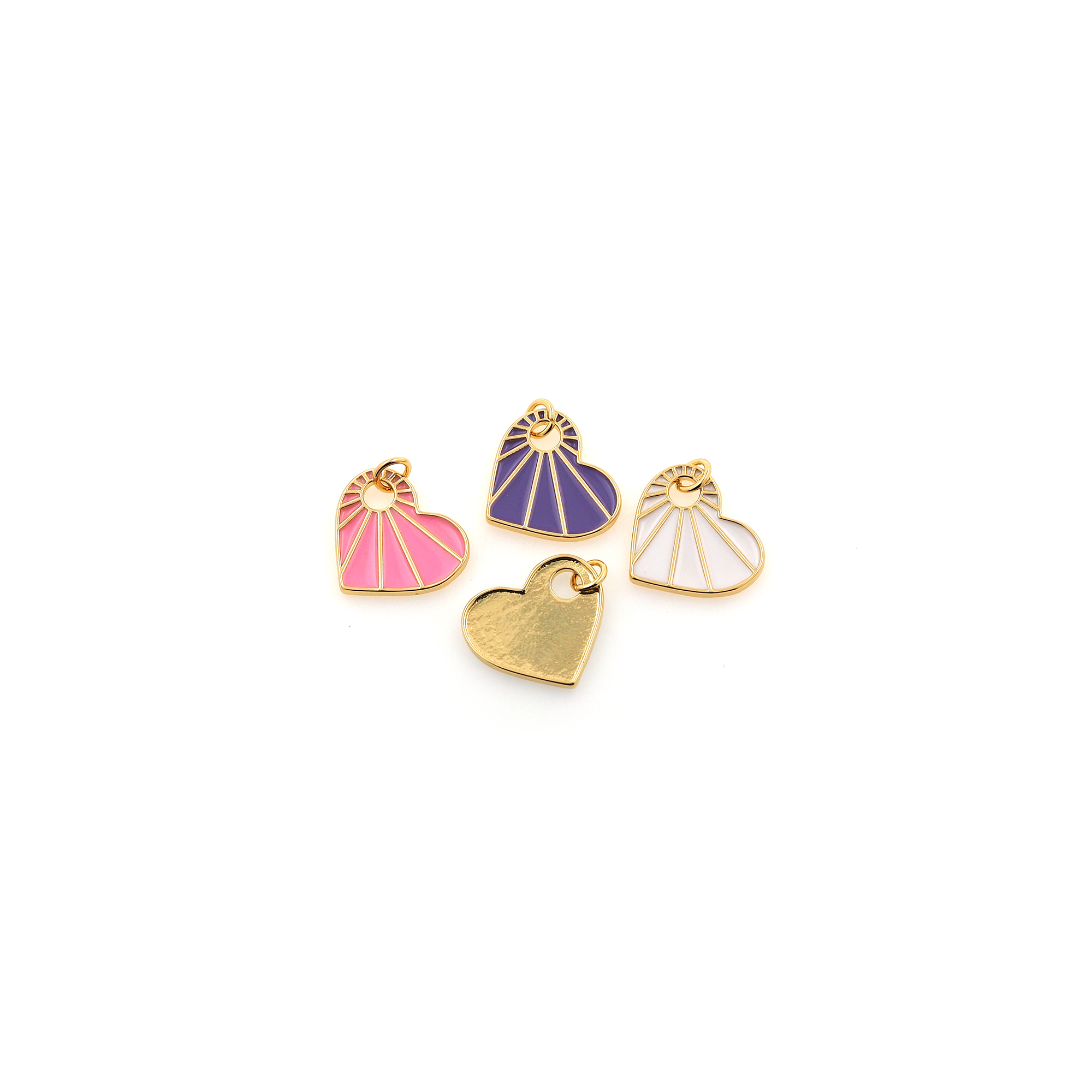 18K Gold Filled Heart Pendant,Love Charm,Enamel Heart Earrings Necklace for DIY Jewelry Making Supply