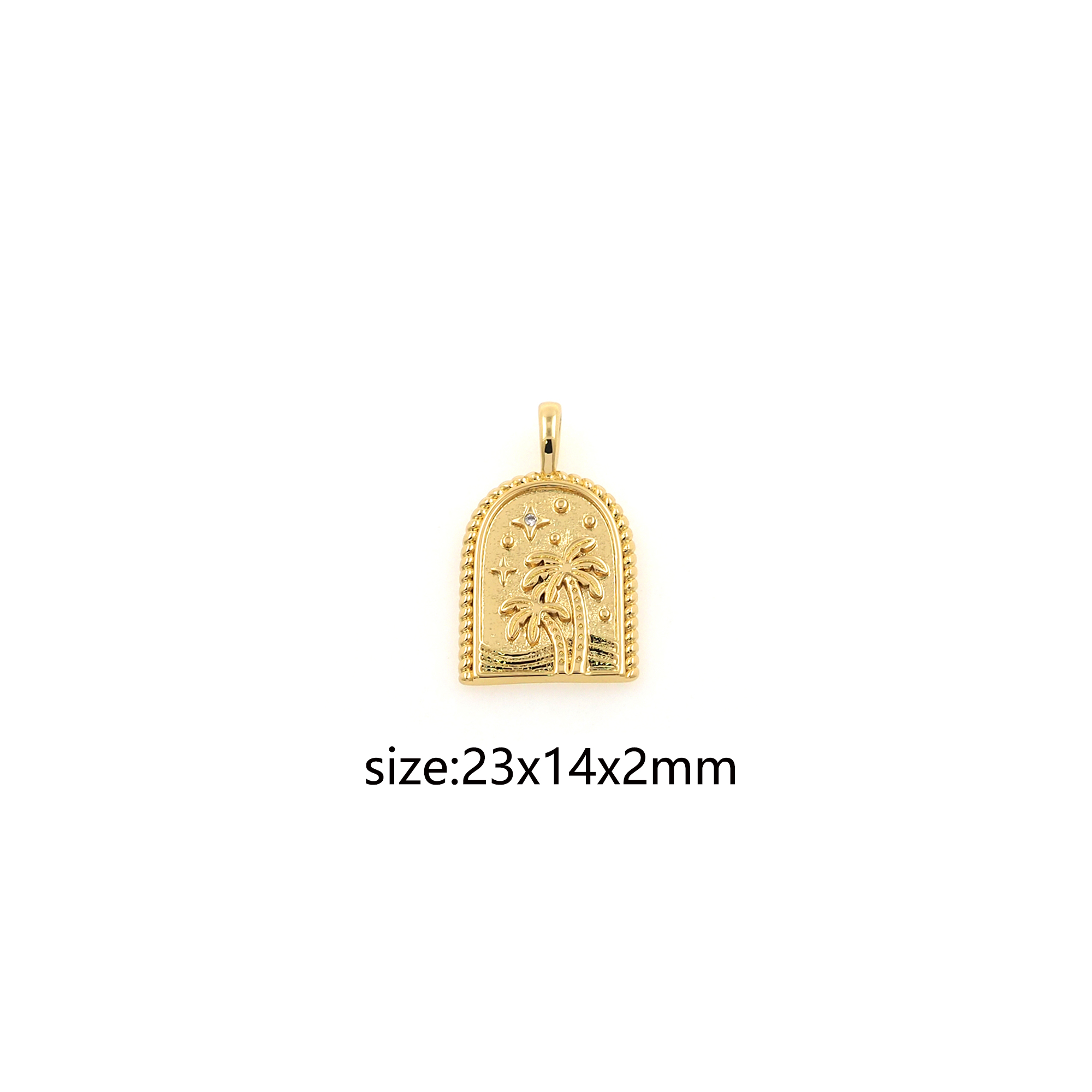 18K Gold Filled Coconut Tree Pendant,Dainty Coconut Tree Charm Earrings Necklace for DIY Jewelry Making Supply