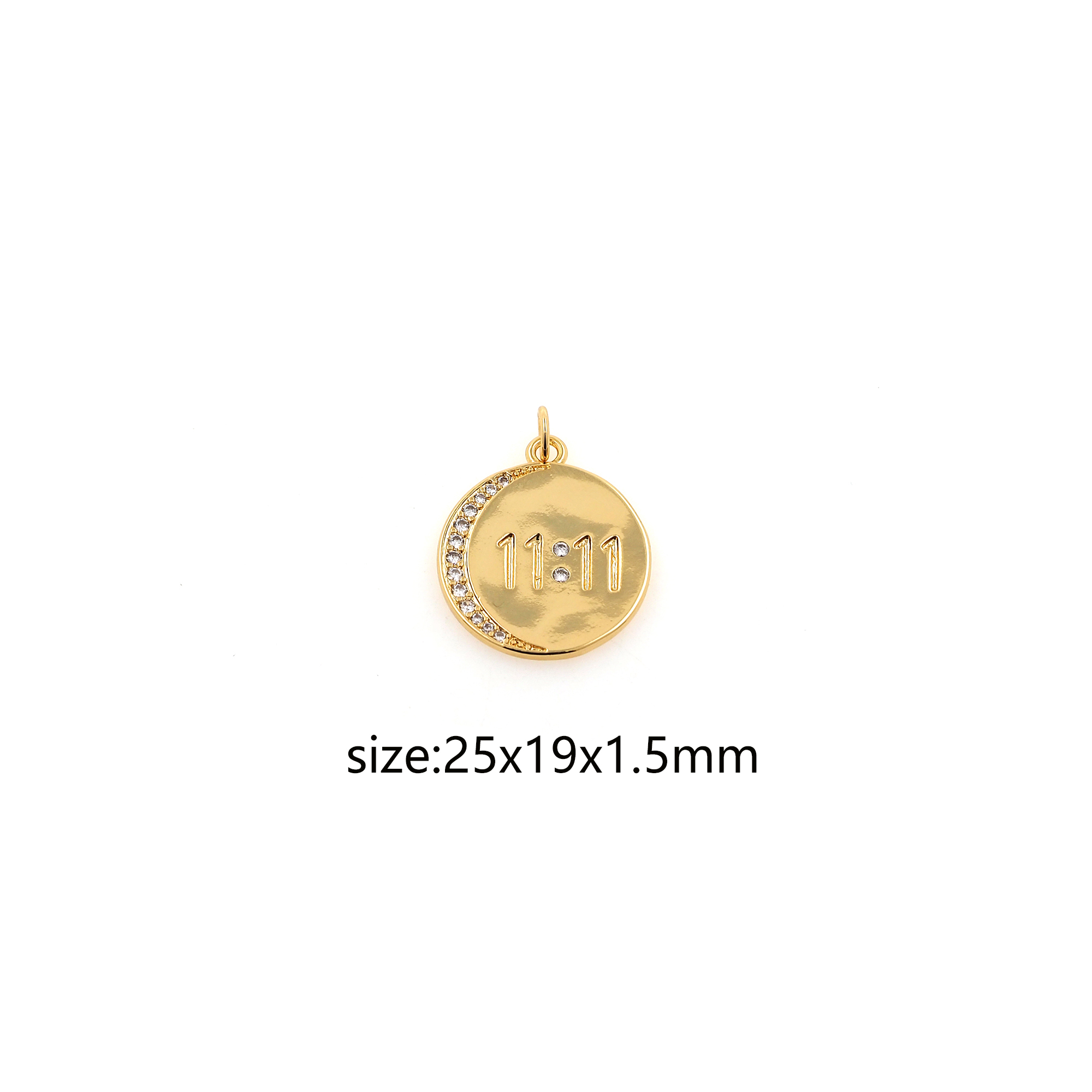 18K Gold Filled 11:11 Pendant,Angel Number Chamr,CZ Micro Pave 11:11 Earrings Necklace for DIY Jewelry Making Supply