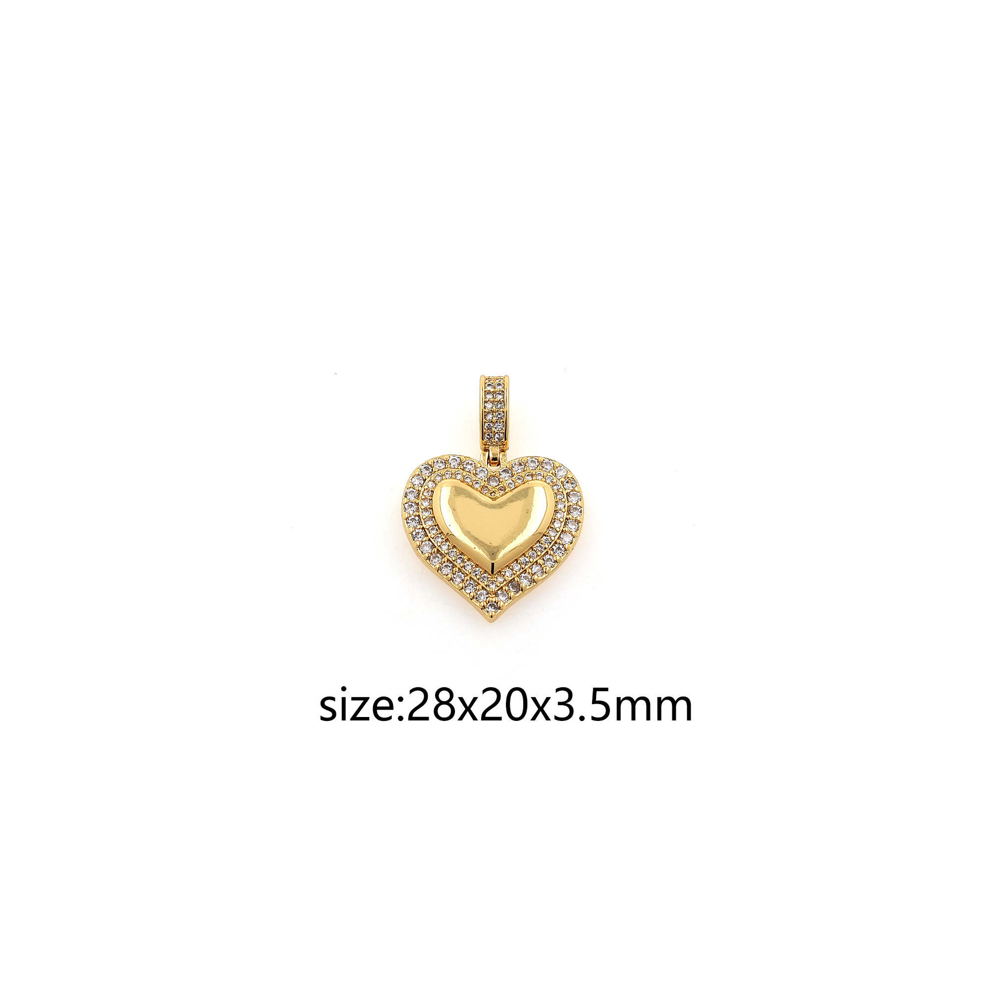 18K Gold Filled Heart Pendant,CZ Micro Pave Heart Charm Earrings Necklace for DIY Jewelry Making Supply