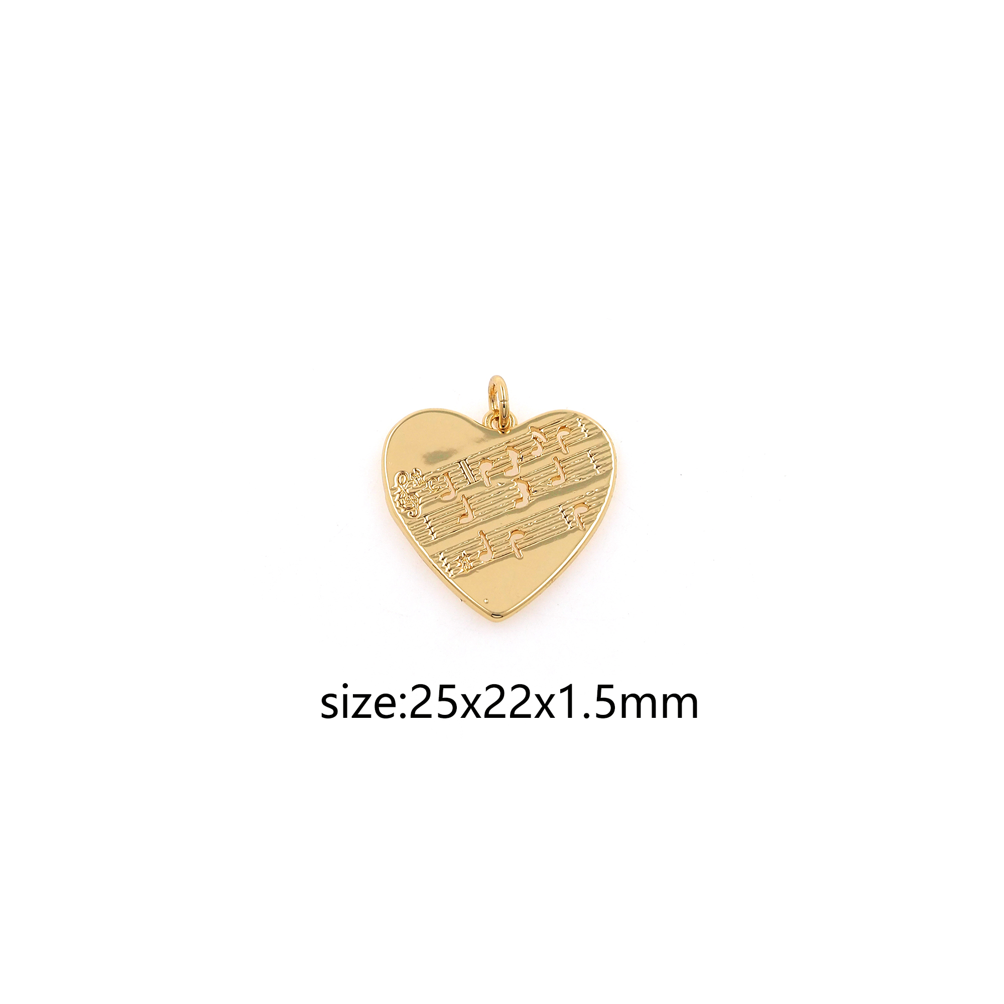 18K Gold Filled Heart Pendant,Musical Note Heart Charm Earrings Necklace for DIY Jewelry Making Supply