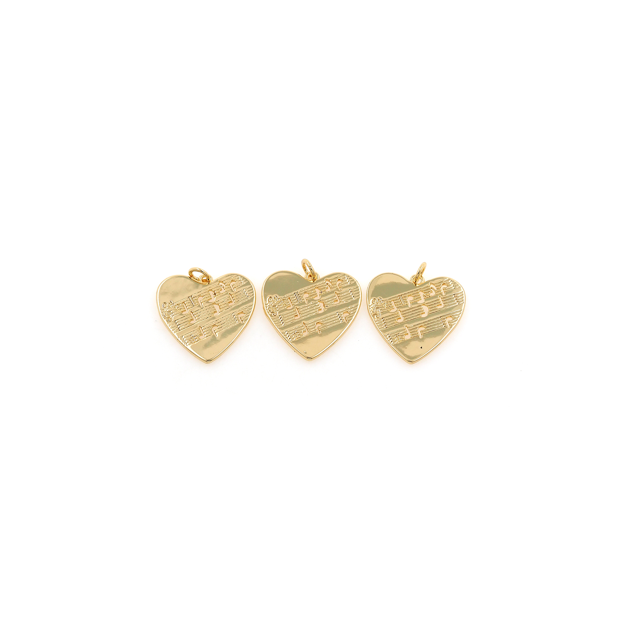 18K Gold Filled Heart Pendant,Musical Note Heart Charm Earrings Necklace for DIY Jewelry Making Supply