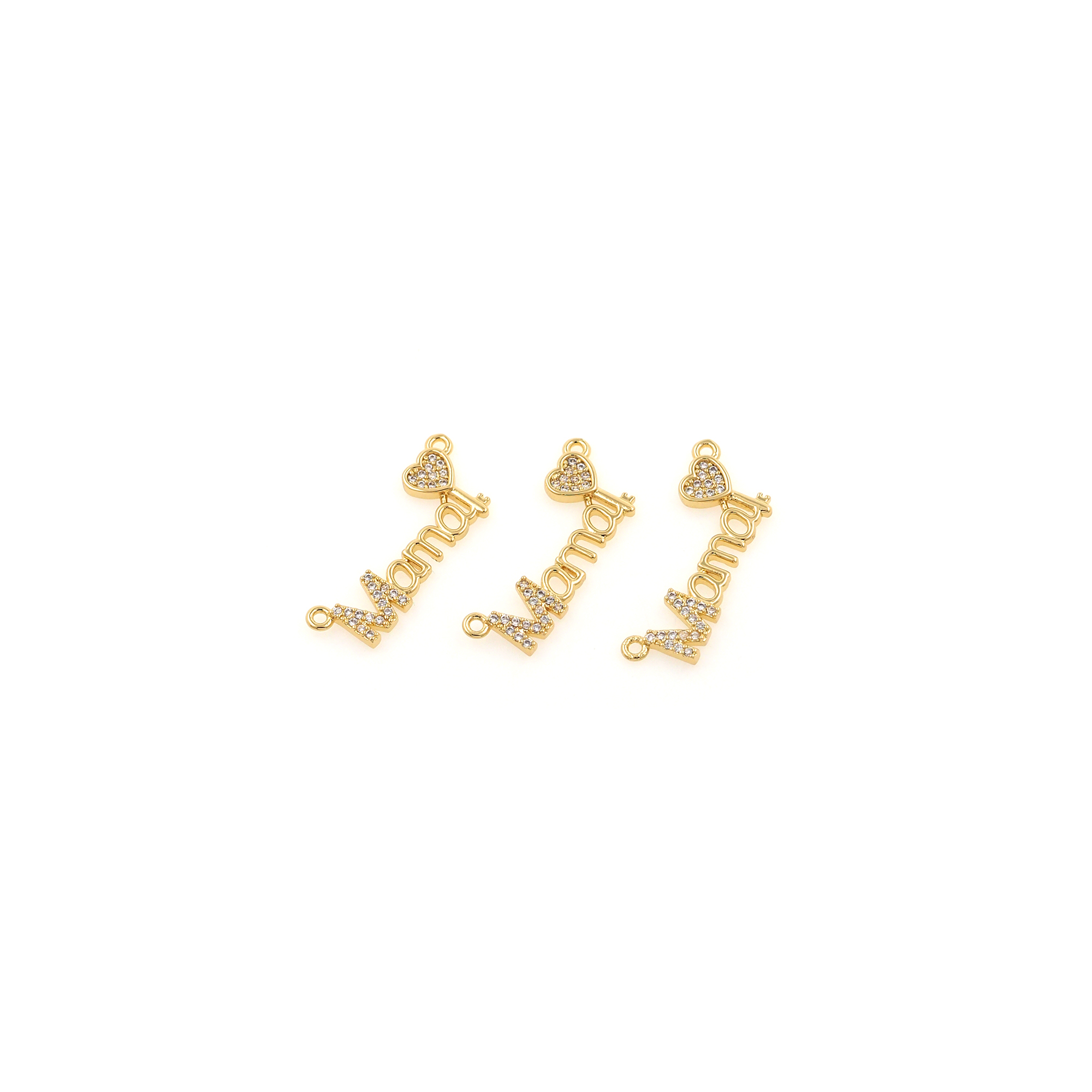 18K Gold Filled Mama Pendant,CZ Micro Pave Mama Charm Earrings Necklace for DIY Jewelry Making Supply