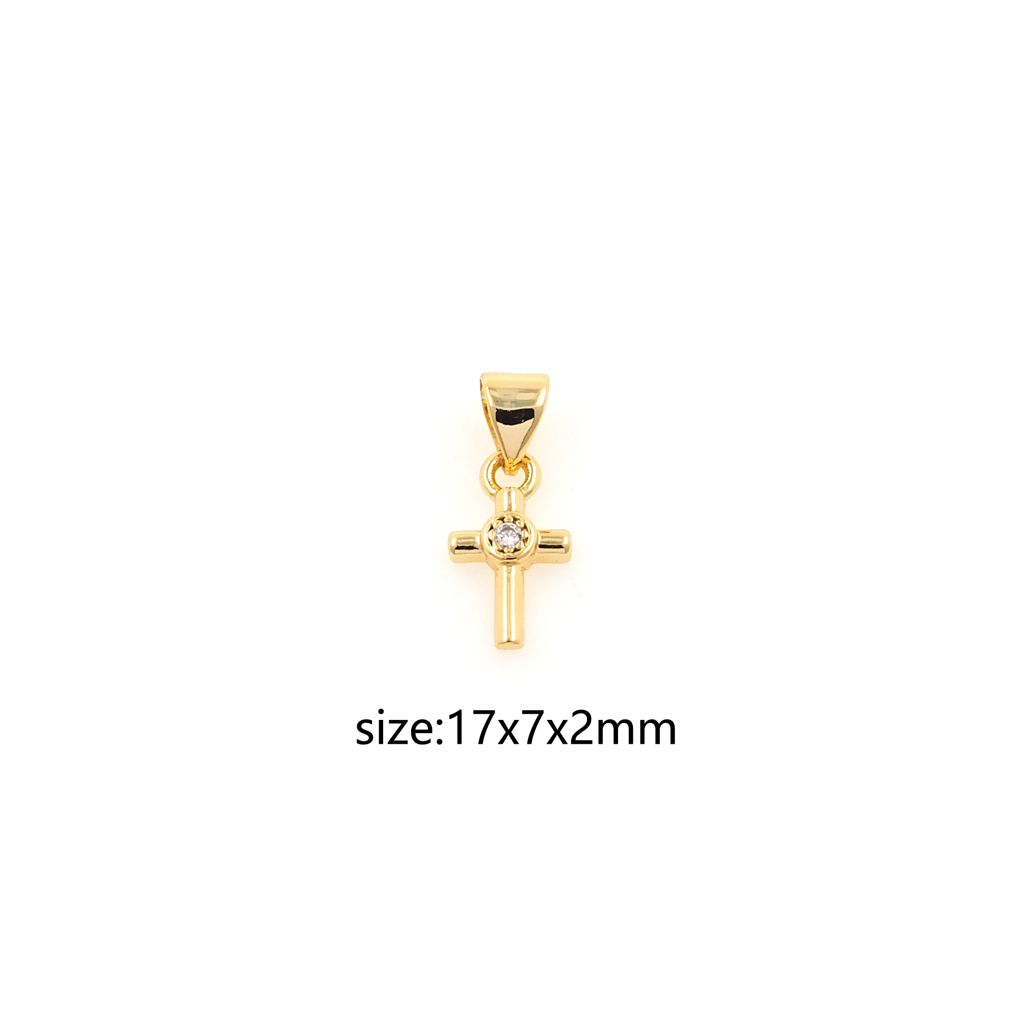 18K Gold Filled Cross Pendant,CZ Micro Pave Tiny Cross Charm Earrings Necklace for DIY Jewelry Making Supply