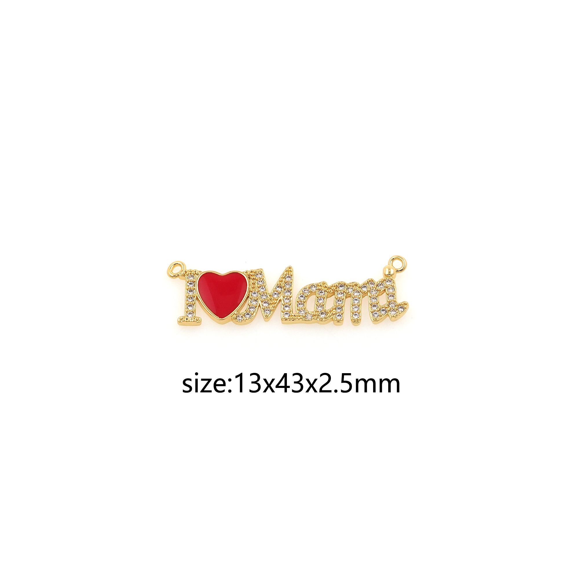 18K Gold Filled Mama Pendant,CZ Micro Pave Mama Charm Earrings Necklace for DIY Jewelry Making Supply