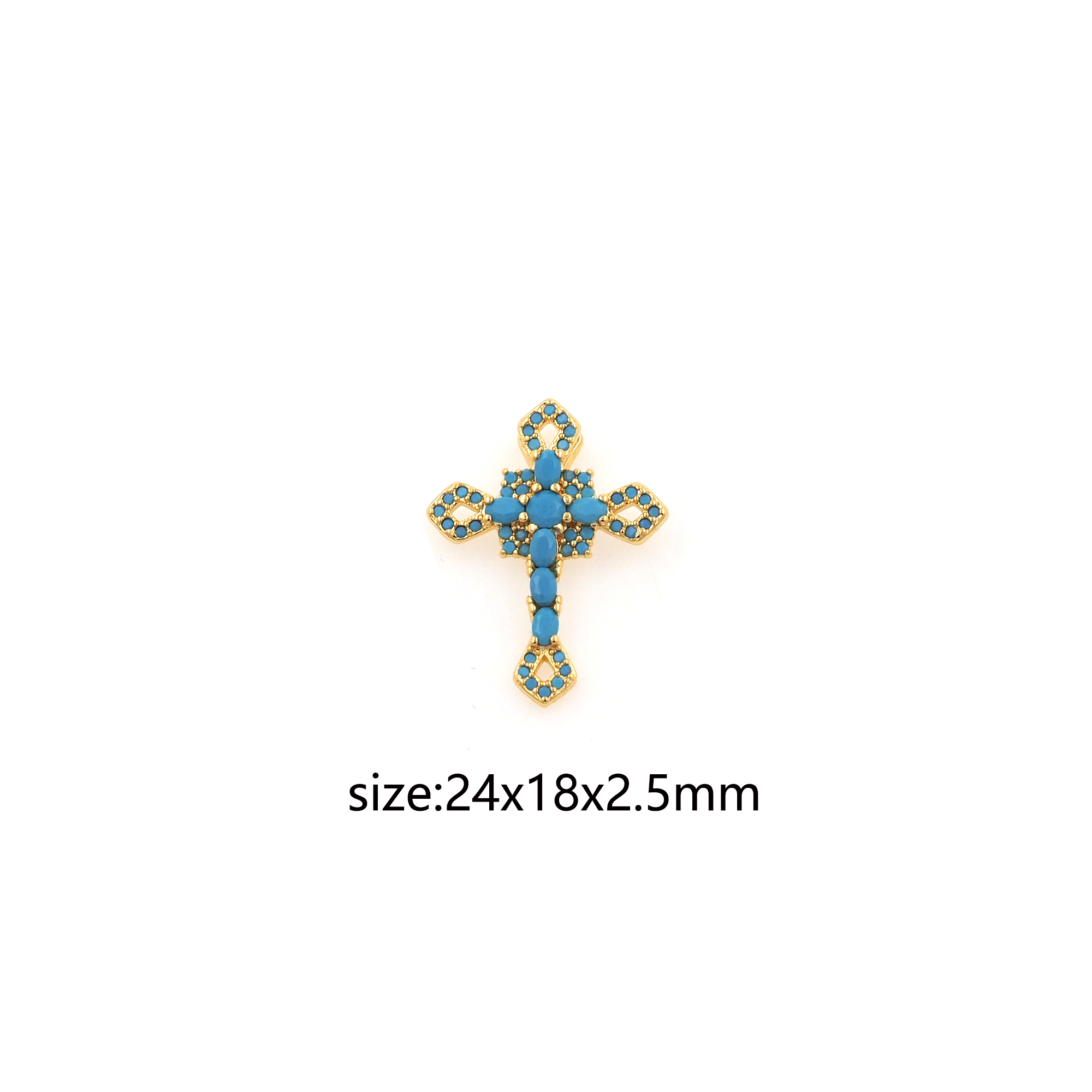 18K Gold Filled Cross Pendant,CZ Micro Pave Cross Charm Earrings Necklace for DIY Jewelry Making Supply