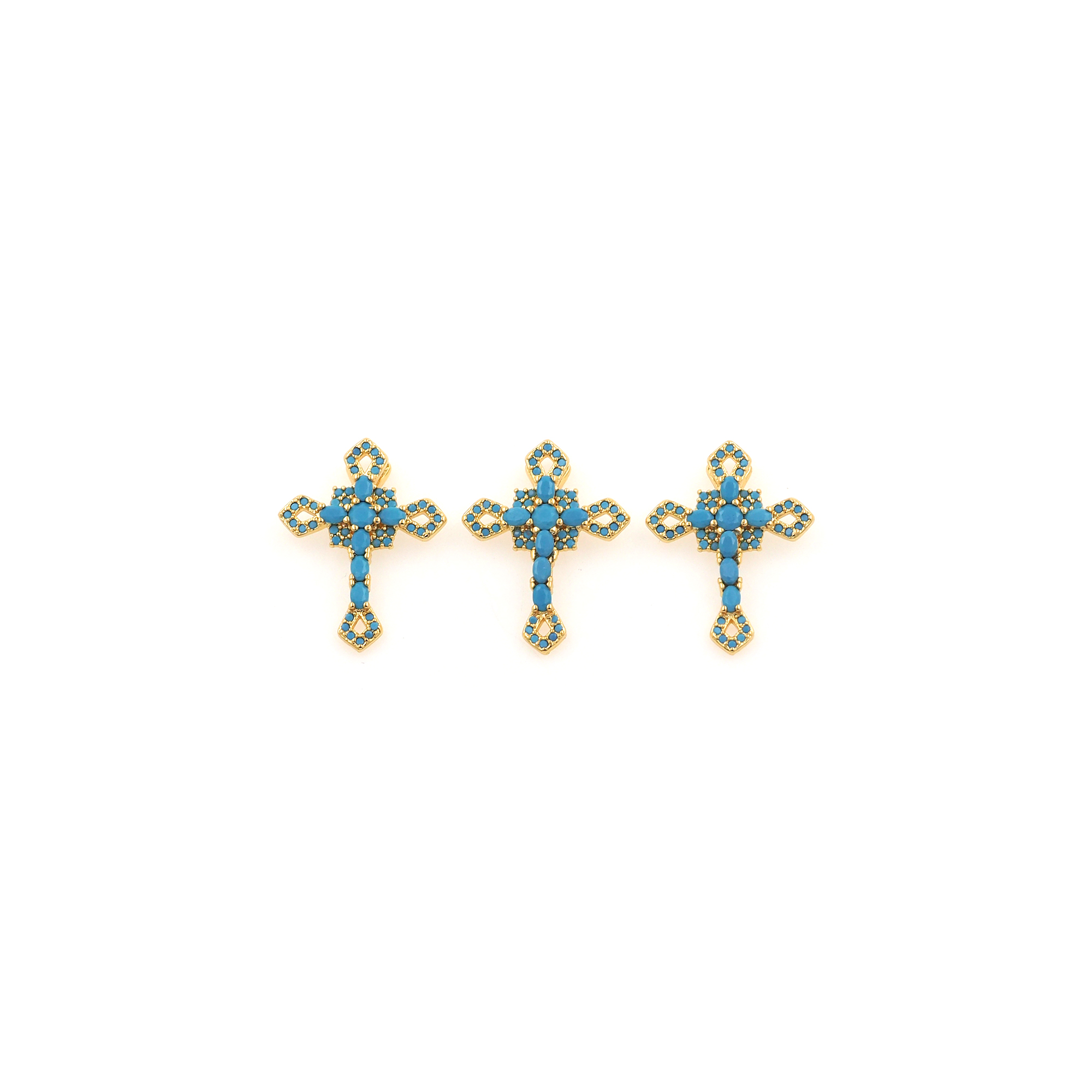 18K Gold Filled Cross Pendant,CZ Micro Pave Cross Charm Earrings Necklace for DIY Jewelry Making Supply