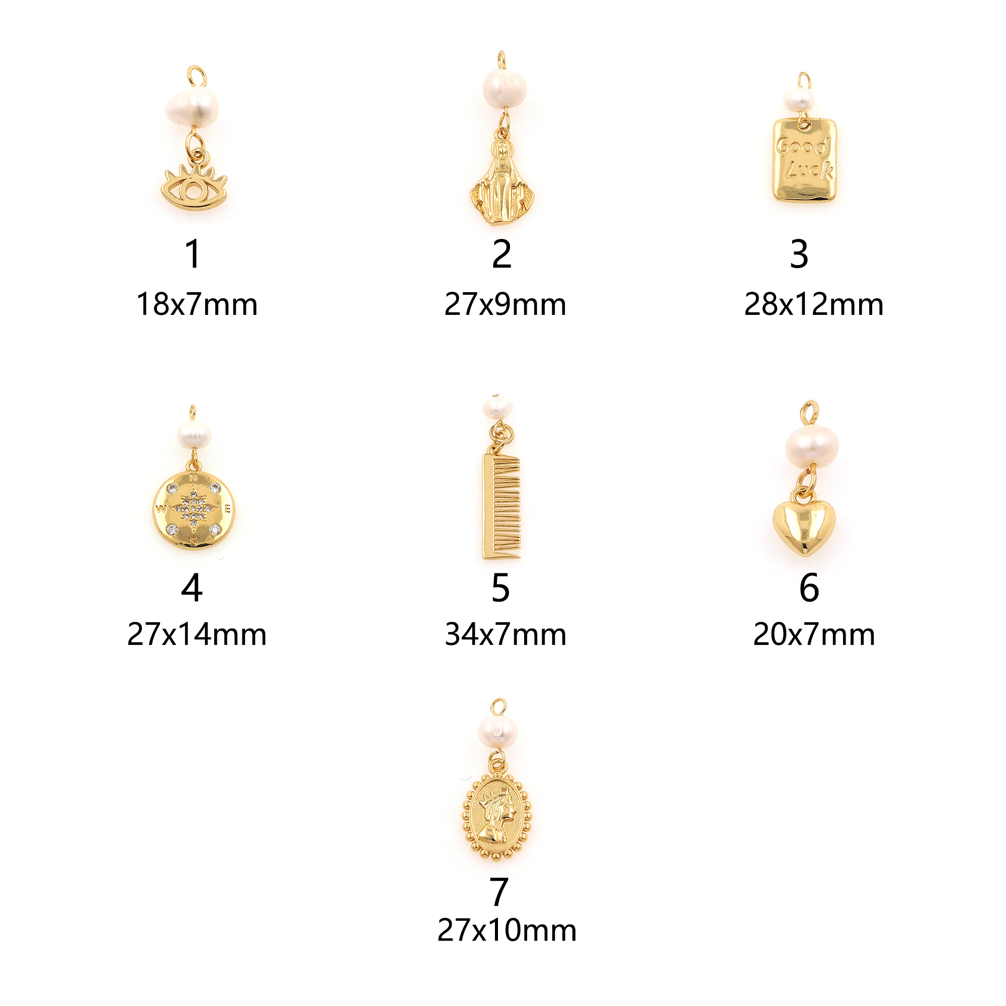 18K Gold Filled Evil Eye Pendant,Good Luck Charm,Heart Earrings Necklace for DIY Jewelry Making Supply