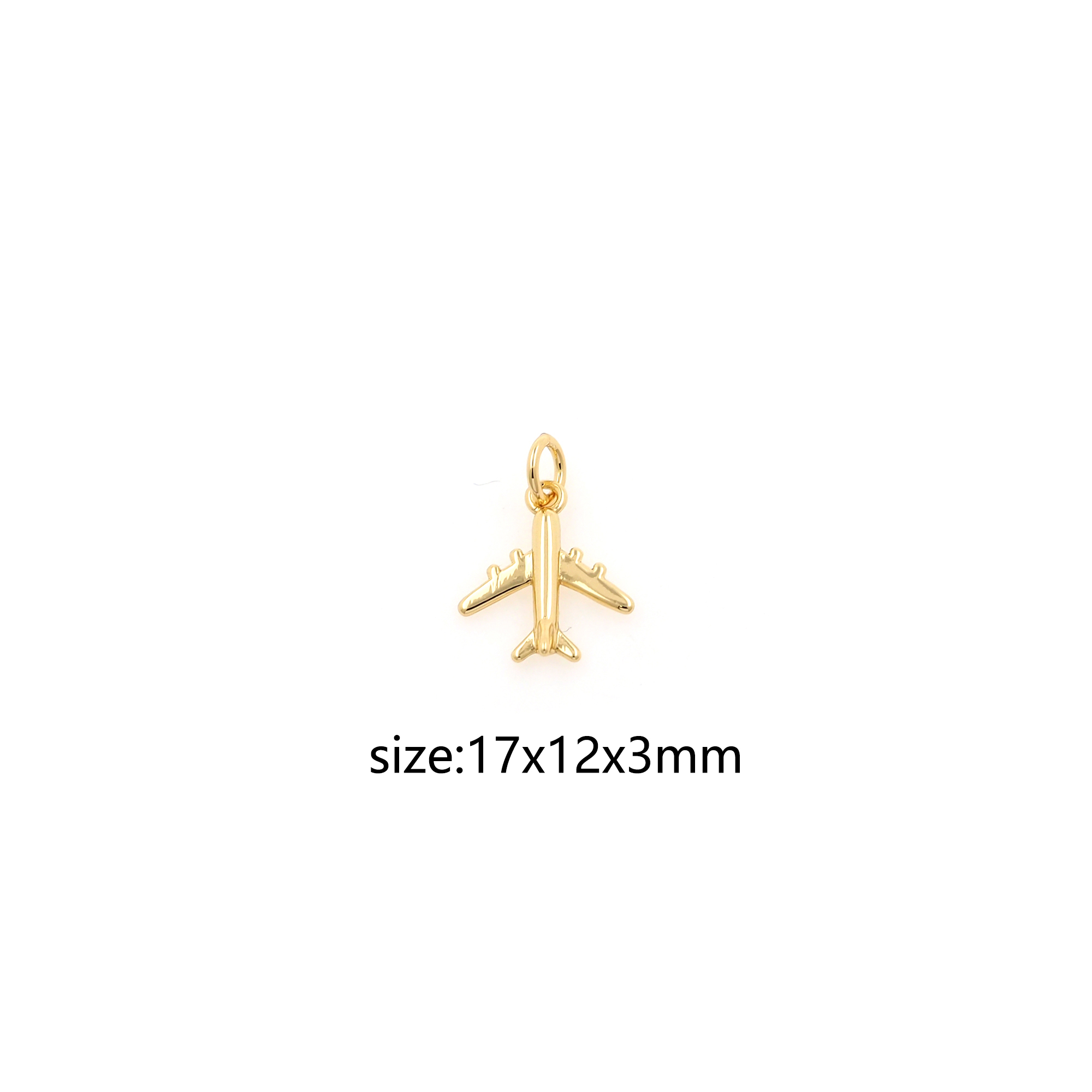 18K Gold Filled Airplane Pendant,Dainty Airplane Charm Earrings Necklace for DIY Jewelry Making Supply
