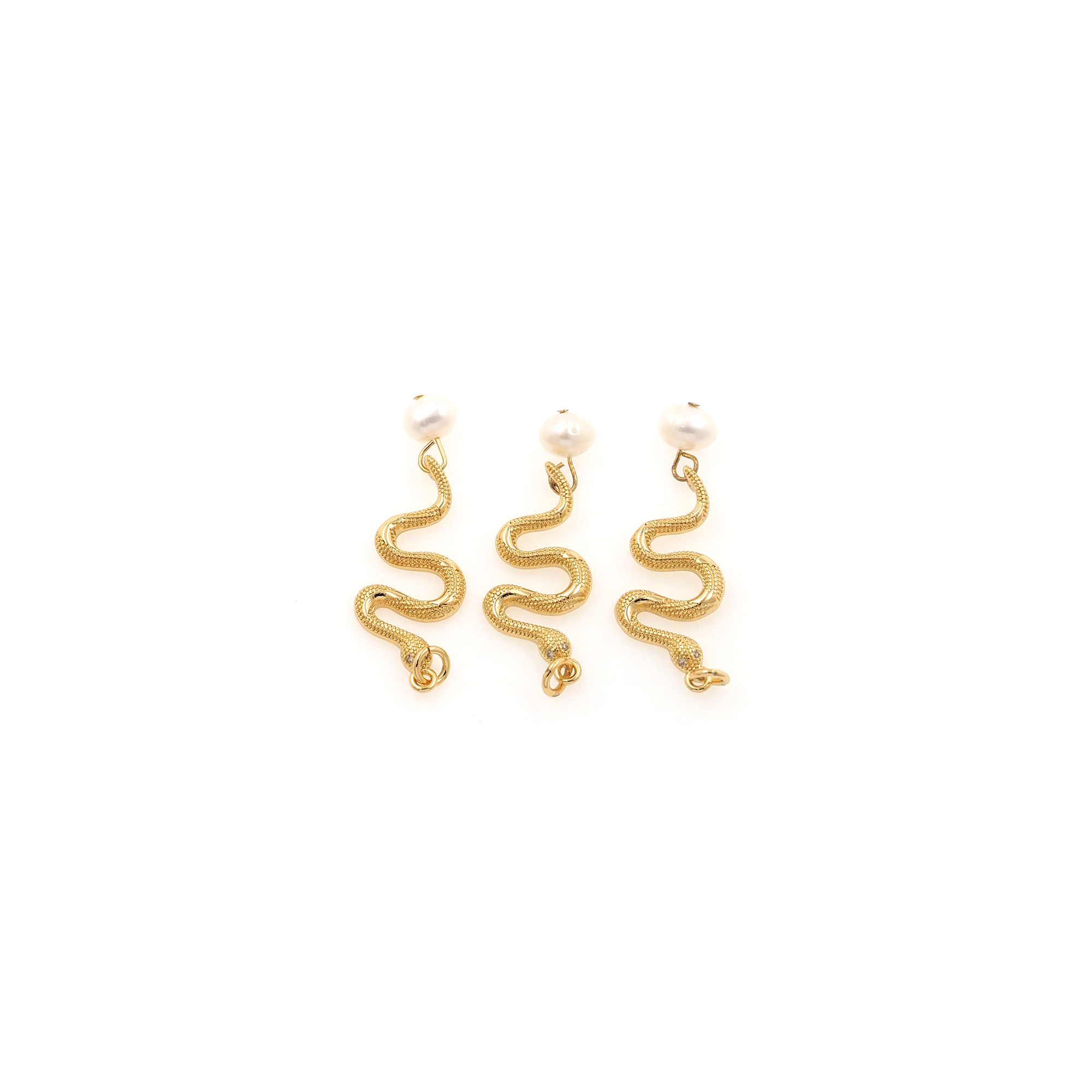 18K Gold Filled Snake Pendant,Reptile Charm Earrings Necklace for DIY Jewelry Making Supply