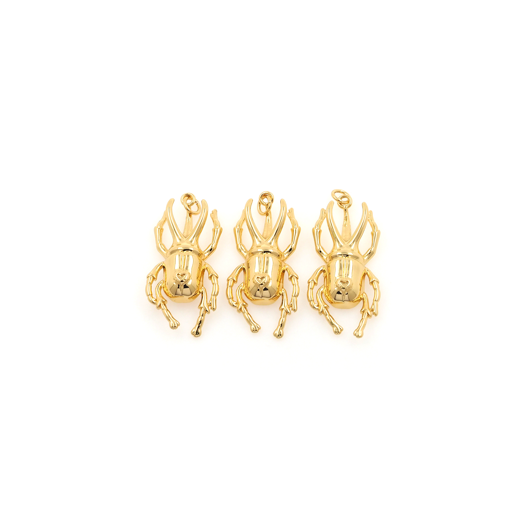 18K Gold Filled Beetle Pendant,Insect Charm Earrings Necklace for DIY Jewelry Making Supply