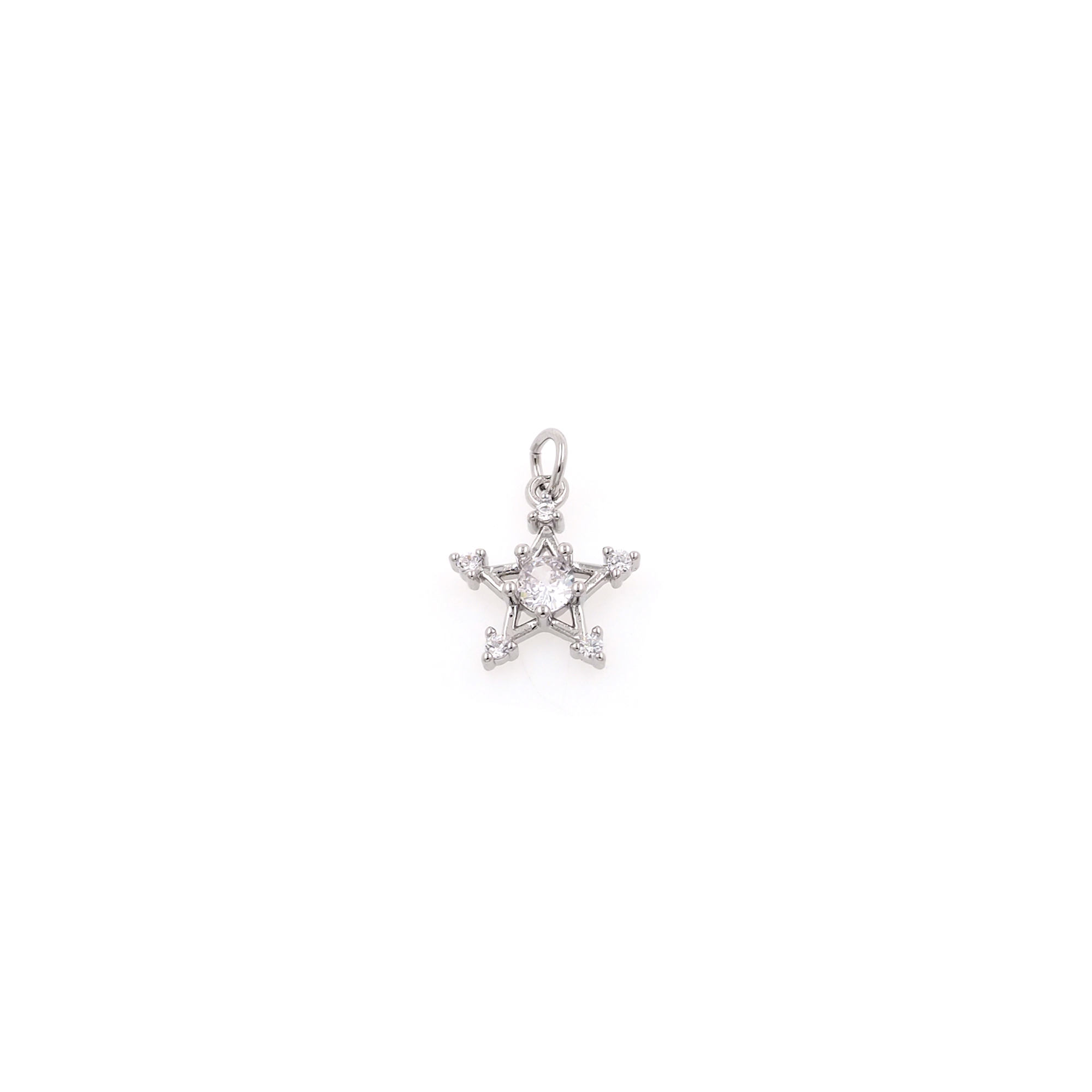 18K Gold Filled Star Pendant,CZ Micro Pave Star Charm Earrings Necklace for DIY Jewelry Making Supply