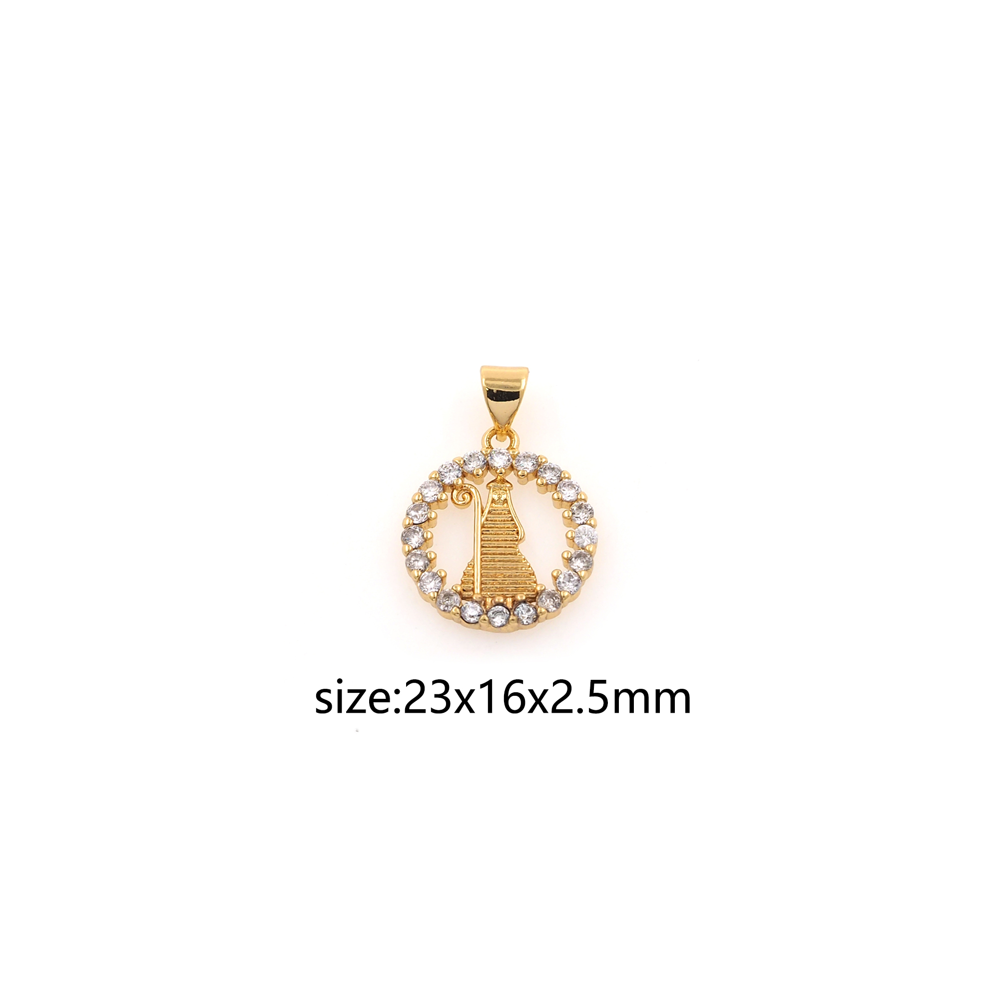 18K Gold Filled God Pendant,CZ Micro Pave Mythical Charm Earrings Necklace for DIY Jewelry Making Supply