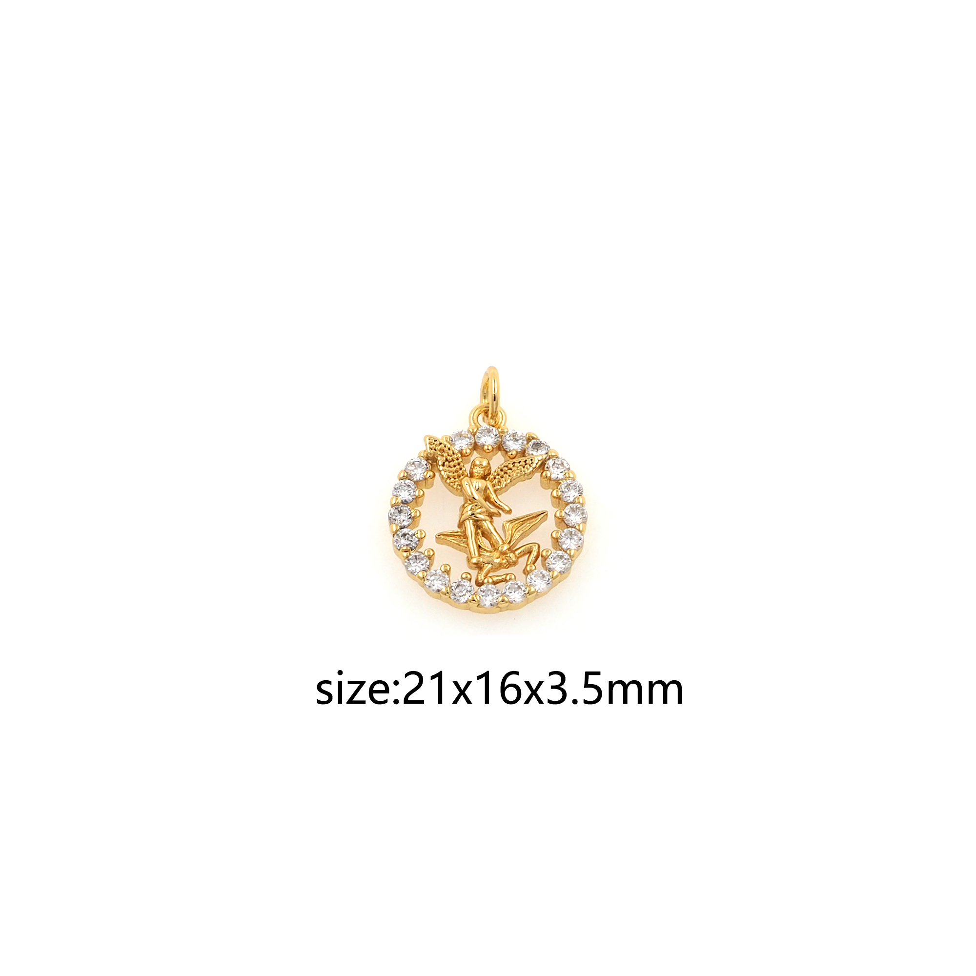 CZ Micro Pave Angel Pendant,18K Gold Filled Angel Charm Earrings Necklace for DIY Jewelry Making Supply