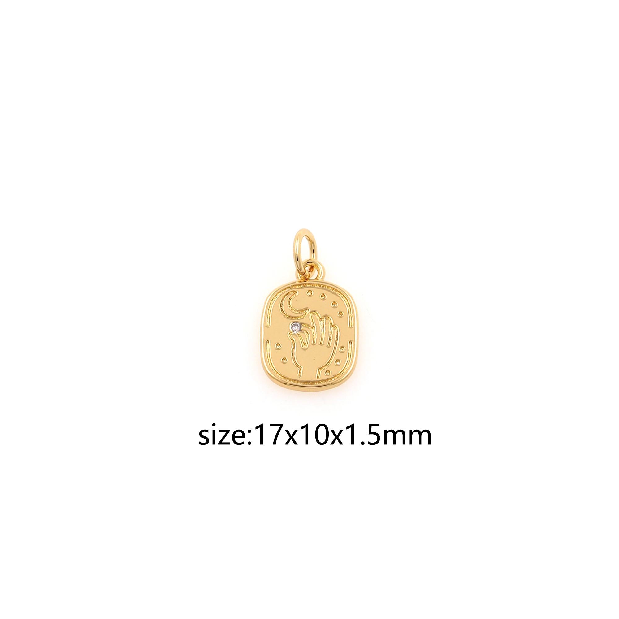 18K Gold Filled Hand Pendant,CZ Micro Pave Gesture Charm Earrings Necklace for DIY Jewelry Making Supply