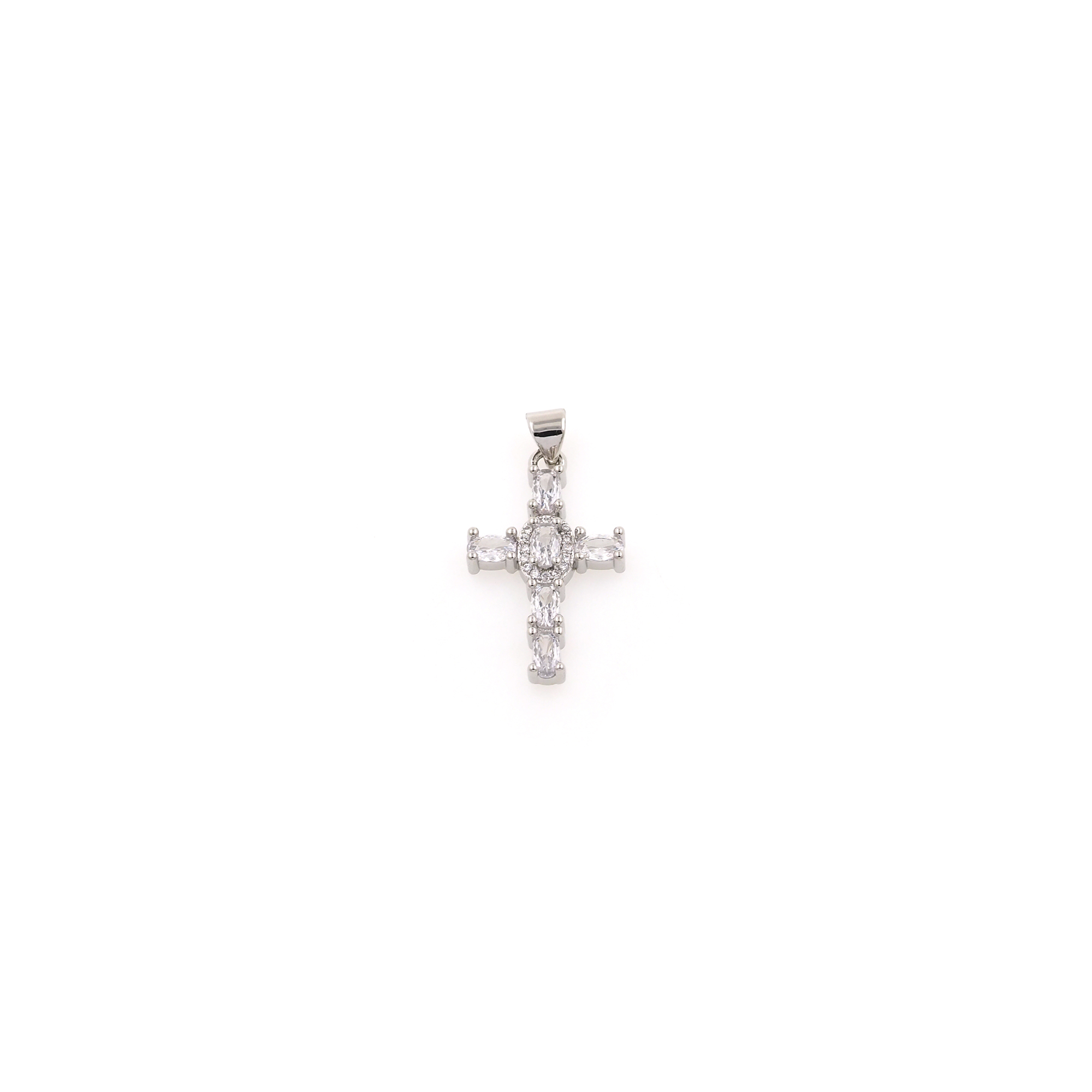 CZ Micro Pave Cross Pendant,18K Gold Filled Cross Charm Earrings Necklace for DIY Jewelry Making Supply