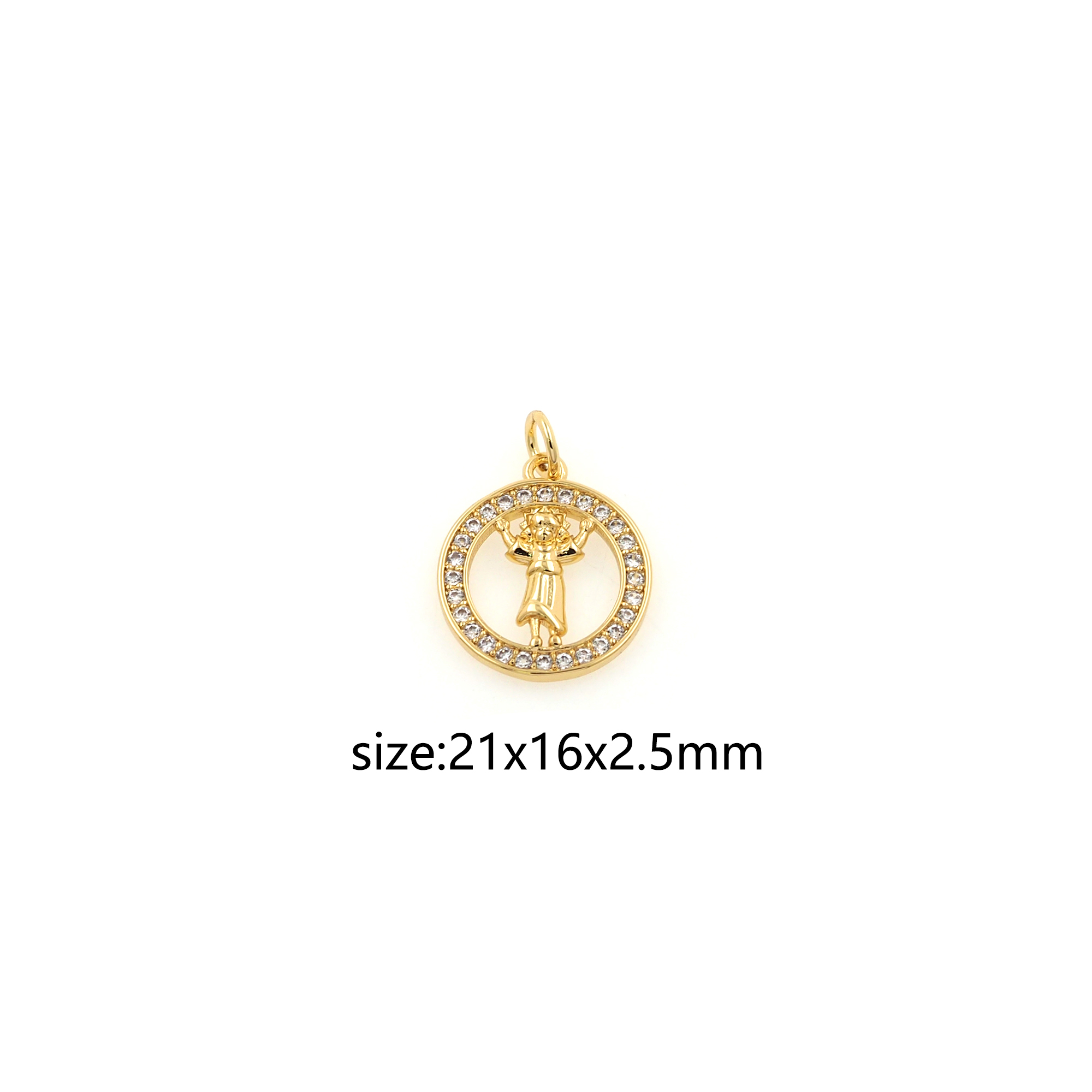18K Gold Filled God Pendant,CZ Micro Pave Mythical Charm Earrings Necklace for DIY Jewelry Making Supply