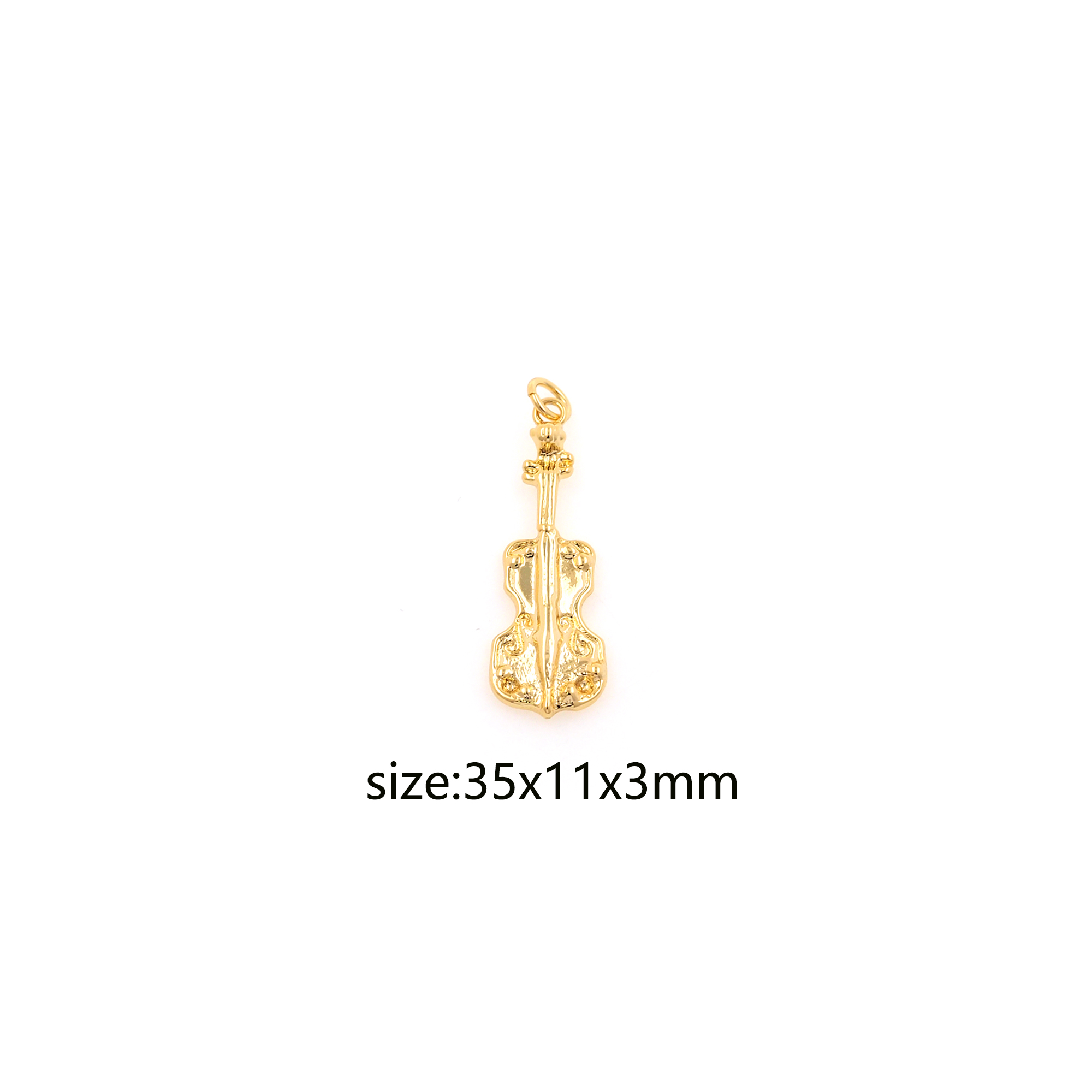 18K Gold Filled Violin Pendant,Dainty Musical Instrument Charm Earrings Necklace for DIY Jewelry Making Supply