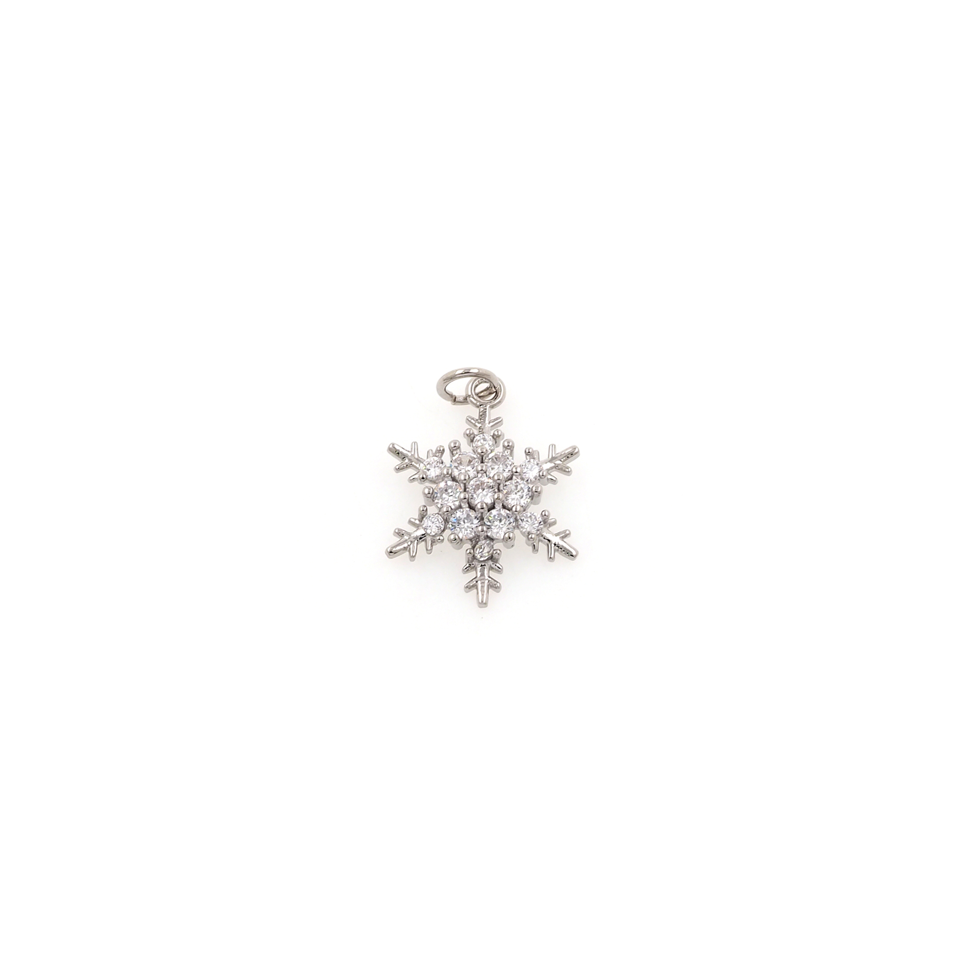 18K Gold Filled Snowflake Pendant,CZ Micro Pave Snowflake Charm Earrings Necklace for DIY Jewelry Making Supply