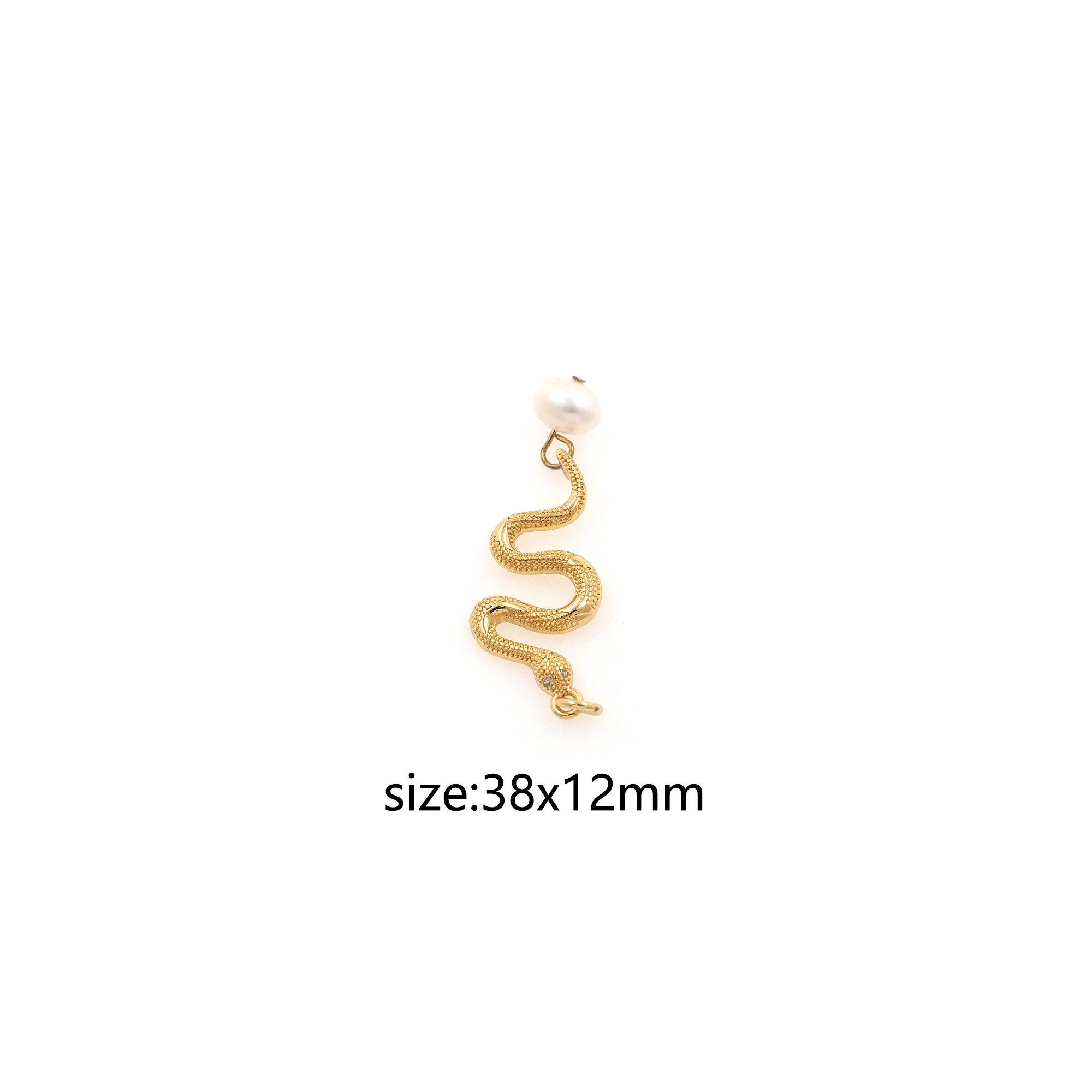 18K Gold Filled Snake Pendant,Reptile Charm Earrings Necklace for DIY Jewelry Making Supply