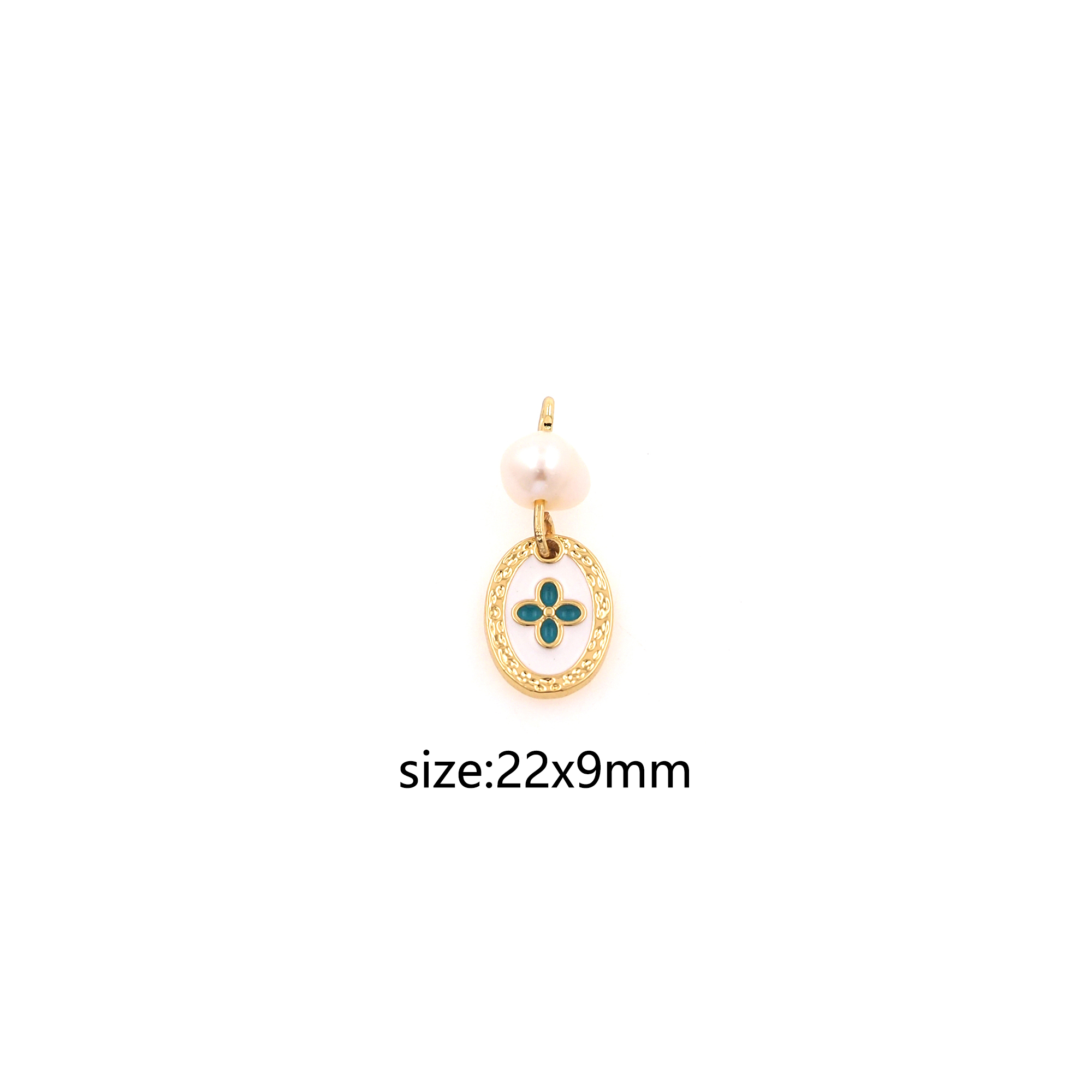 18K Gold Filled Flower Pendant,Enamel Floral Charm Earrings Necklace for DIY Jewelry Making Supply