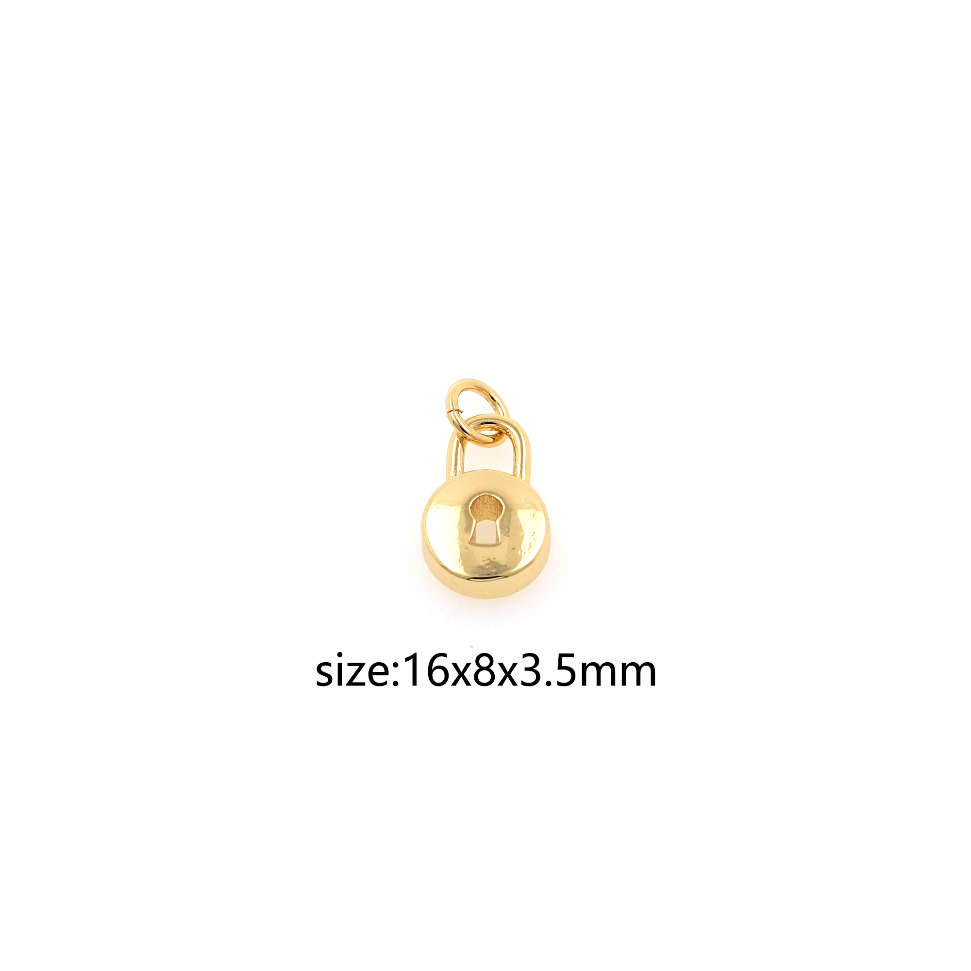 18K Gold Filled Lock Pendant,Lucky Lock Charm Earrings Necklace for DIY Jewelry Making Supply