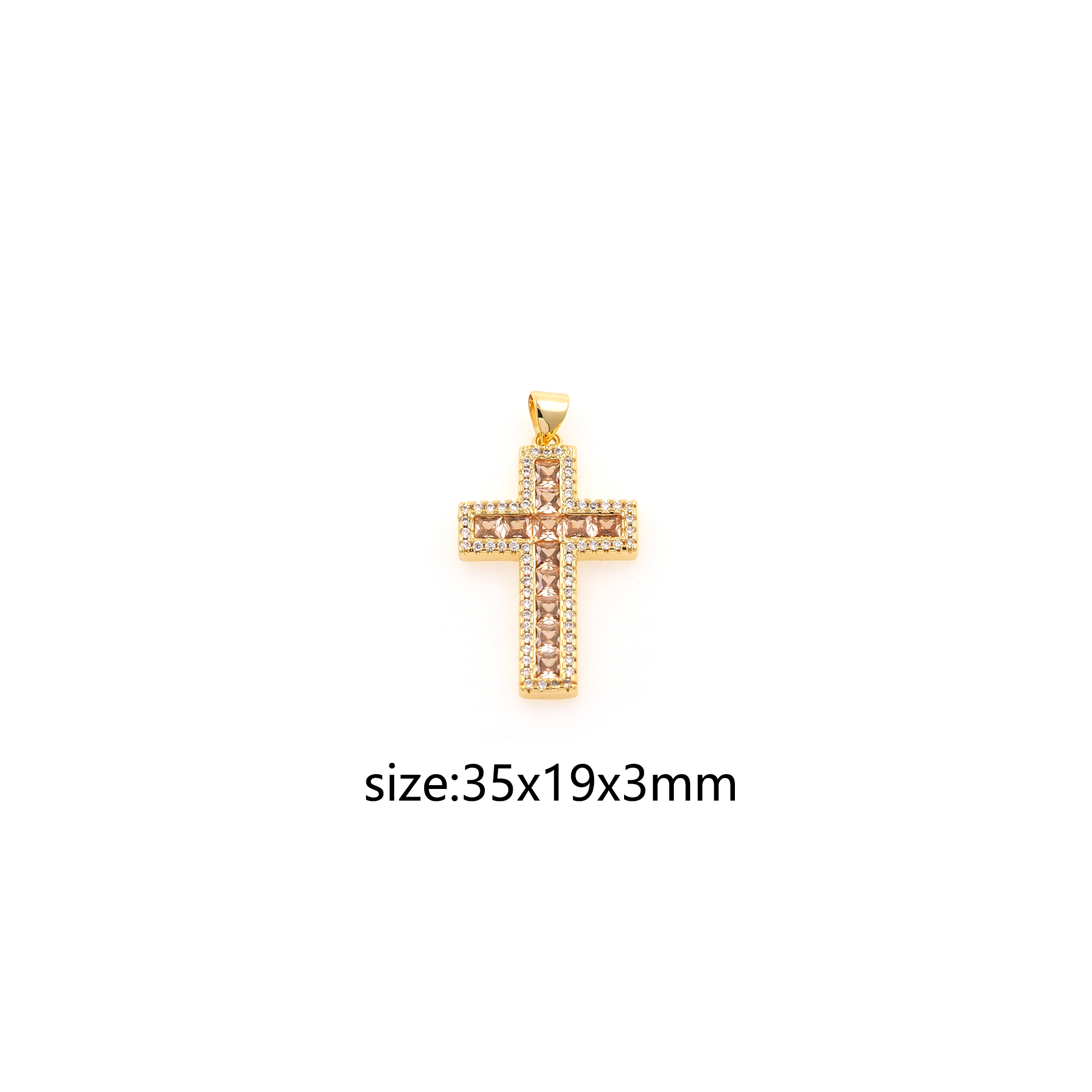 CZ Micro Pave Cross Pendant,18K Gold Filled Cross Charm Earrings Necklace for DIY Jewelry Making Supply