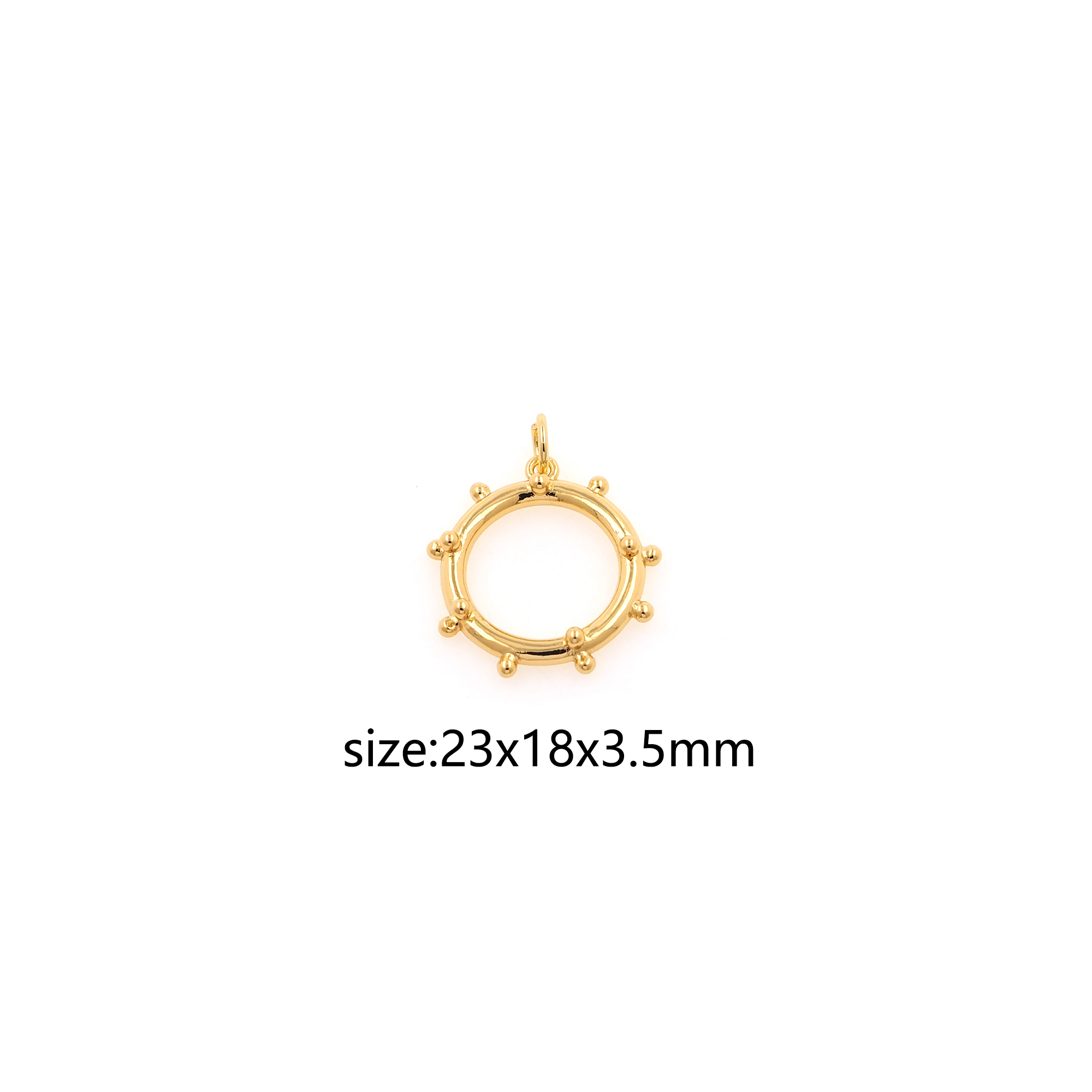 18K Gold Filled Round Pendant,Dainty Round Charm Earrings Necklace for DIY Jewelry Making Supply