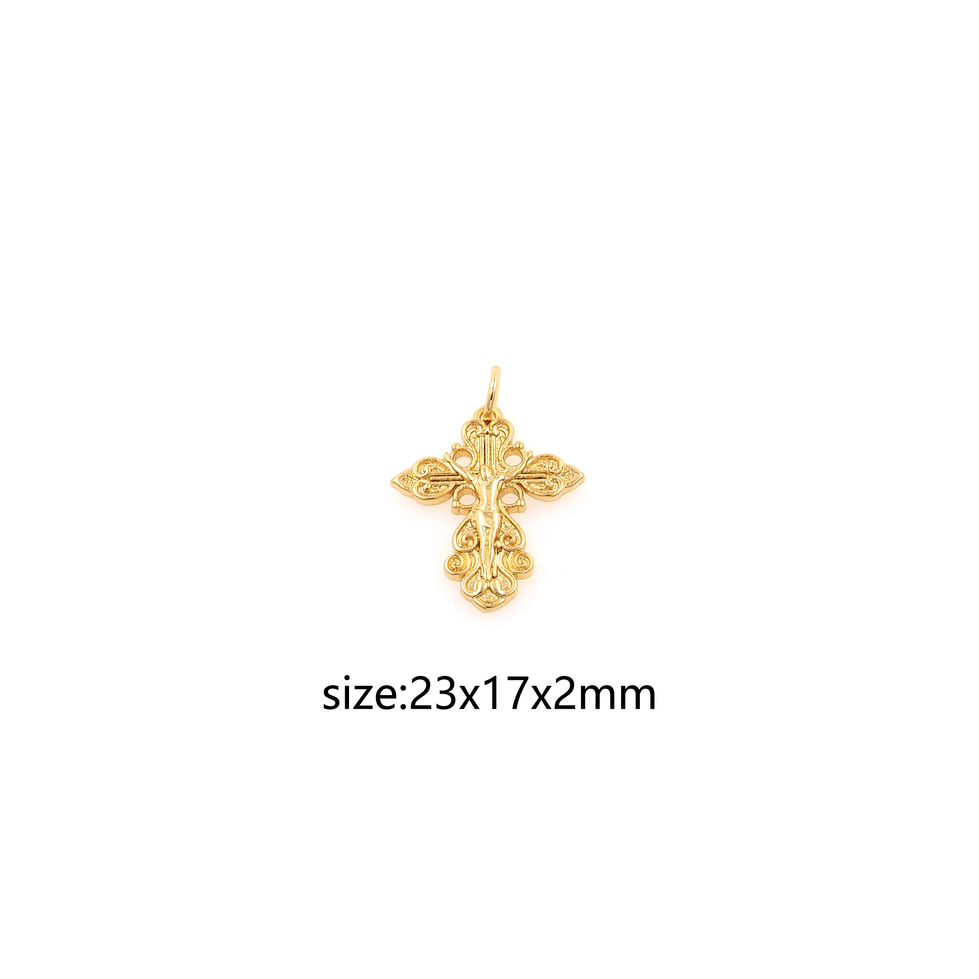 18K Gold Filled Cross Pendant,Religious Charms Earrings Necklace for DIY Jewelry Making Supply