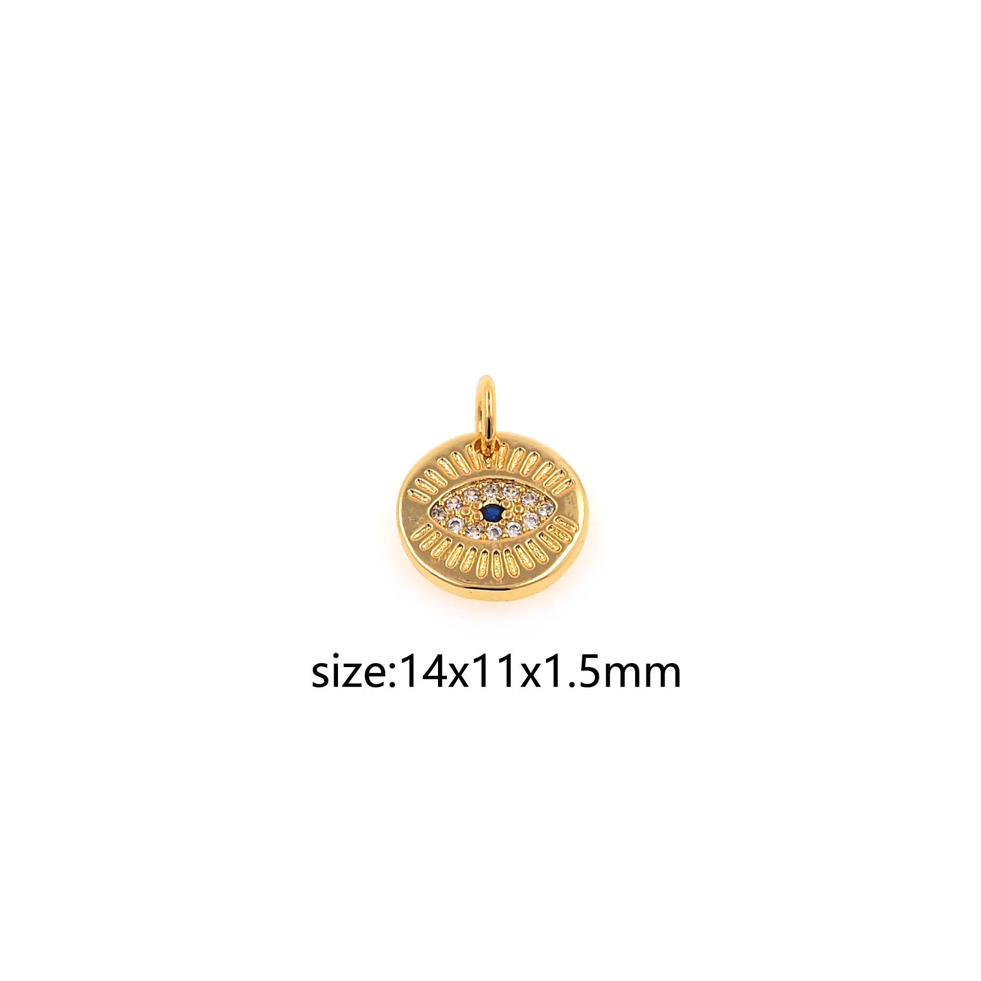 18K Gold Filled Evil Eye Pendant,CZ Micro Pave Evil Eye Charm Earrings Necklace for DIY Jewelry Making Supply