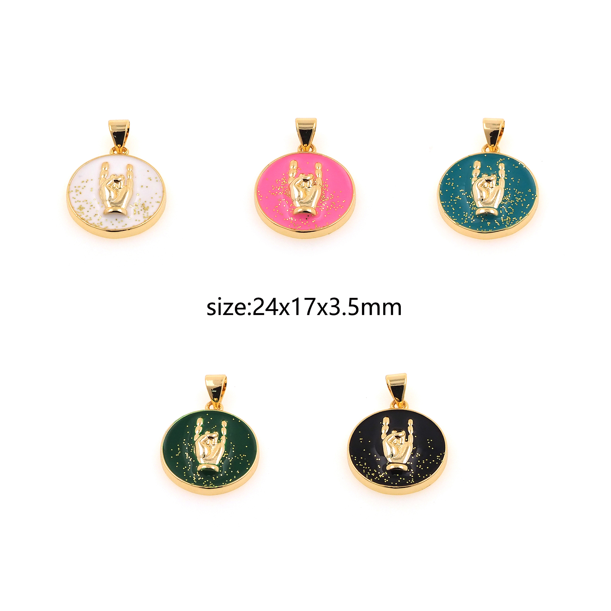 18K Gold Filled Hand Pendant,Enamel Hand Charm Earrings Necklace for DIY Jewelry Making Supply
