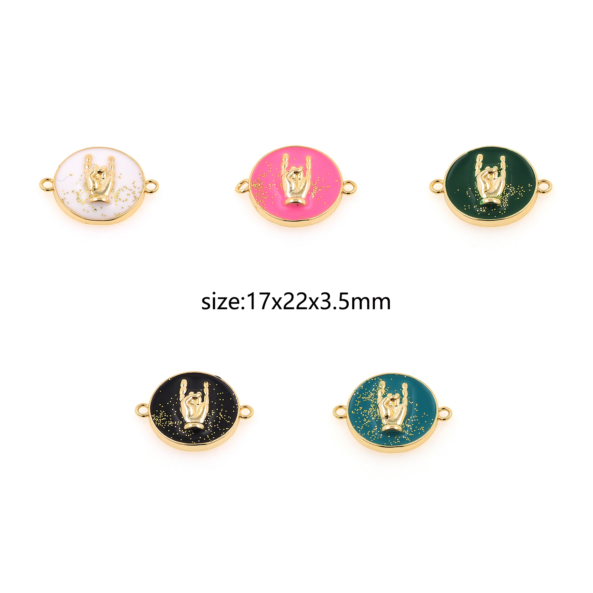 18K Gold Filled Hand Connector,Enamel Hand Charm Necklace Bracelet for DIY Jewelry Making Supply