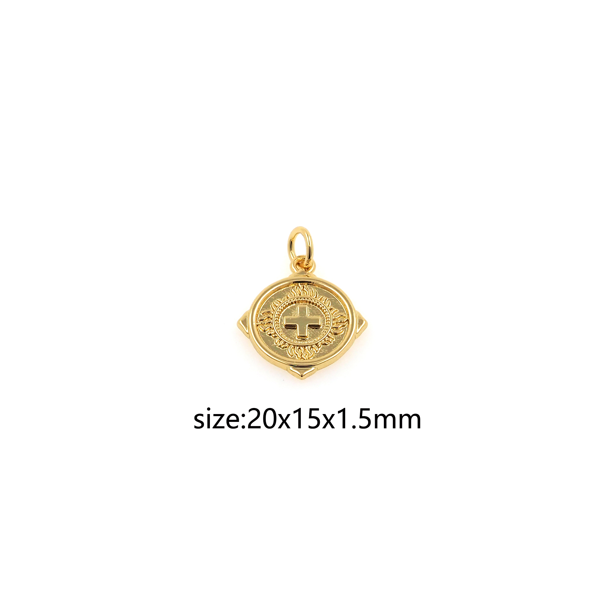 18K Gold Filled Cross Pendant,Religious Charms Earrings Necklace for DIY Jewelry Making Supply