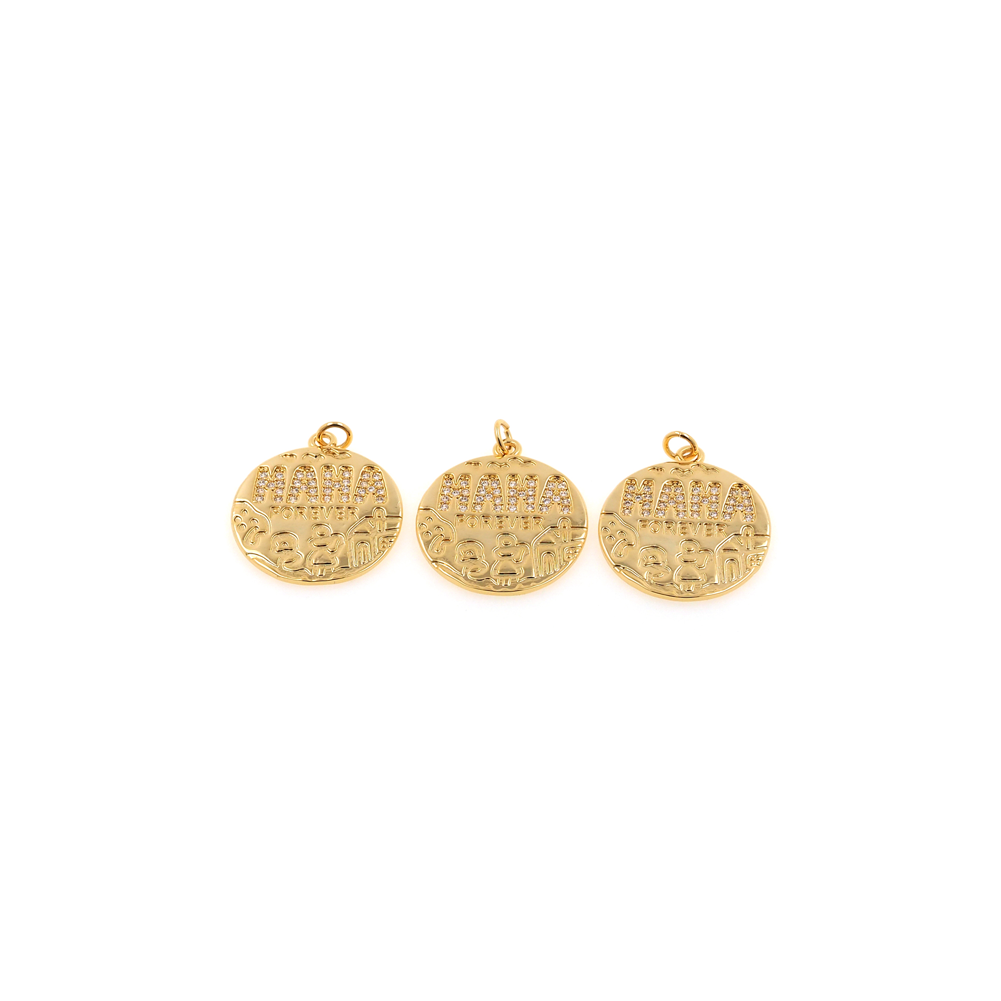 18K Gold Filled Mama Pendant,CZ Micro Pave Mama Charm Earrings Necklace for DIY Jewelry Making Supply