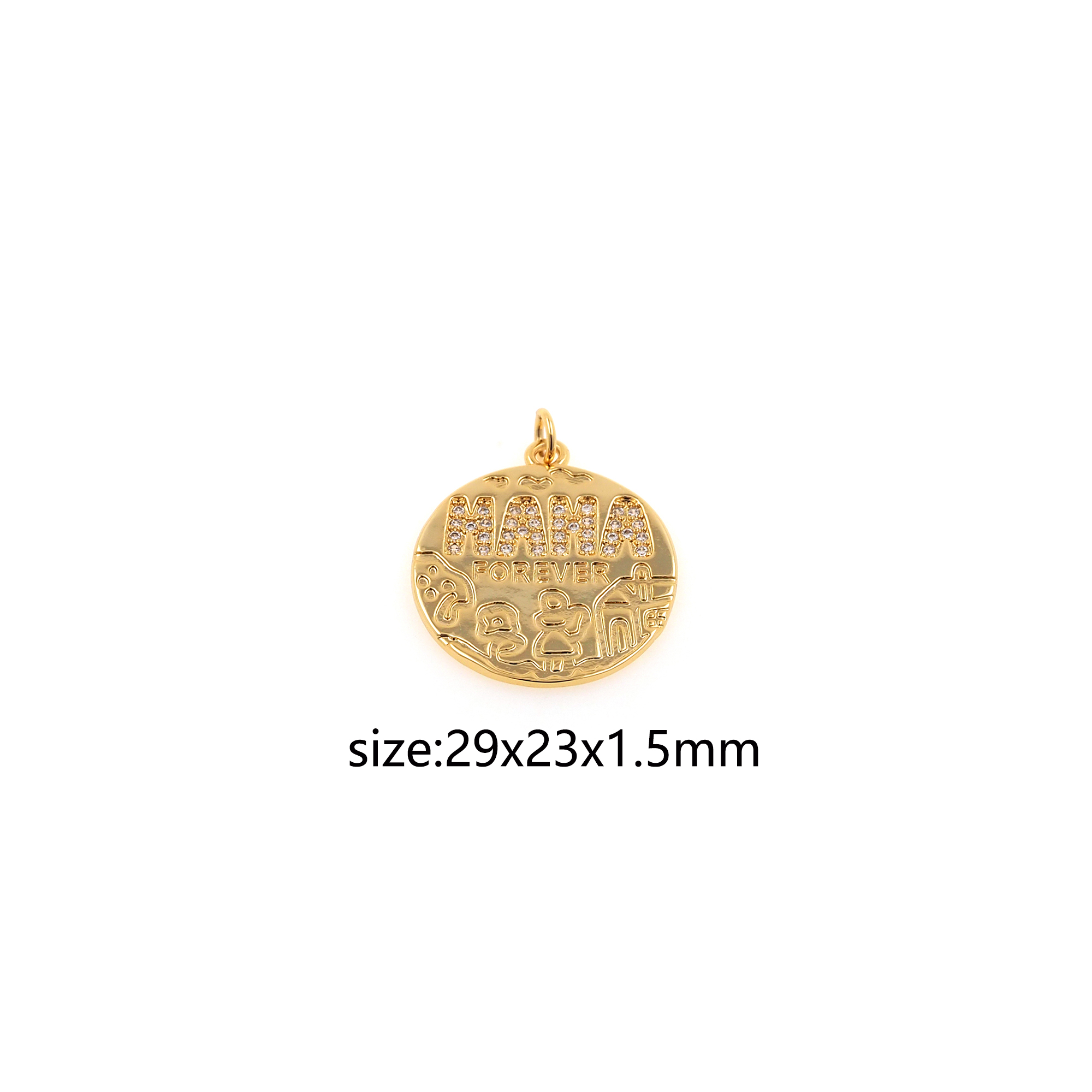 18K Gold Filled Mama Pendant,CZ Micro Pave Mama Charm Earrings Necklace for DIY Jewelry Making Supply