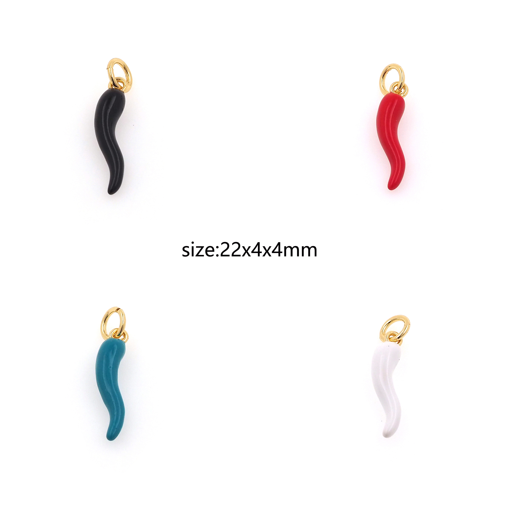 18K Gold Filled Horn Pendant,Enamel Horn Charm Earrings Necklace for DIY Jewelry Making Supply